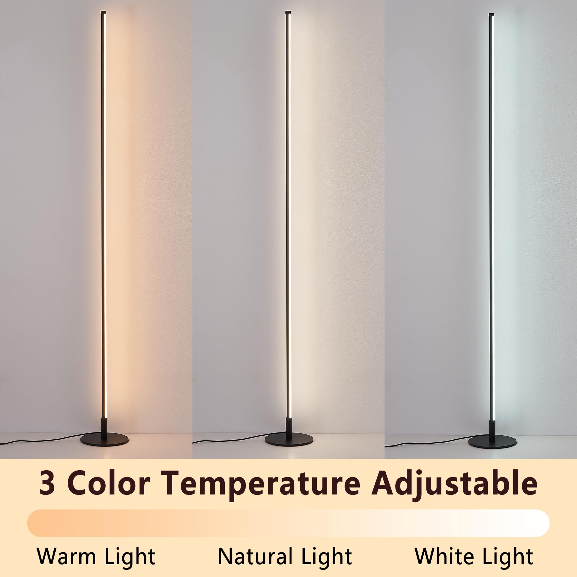 38Garden Led Corner Lamp, 56'' Standing Floor Lamp With Foot Switch, Modern Floor Lamp With 3 Color Temperatures,Tall Lamp For L