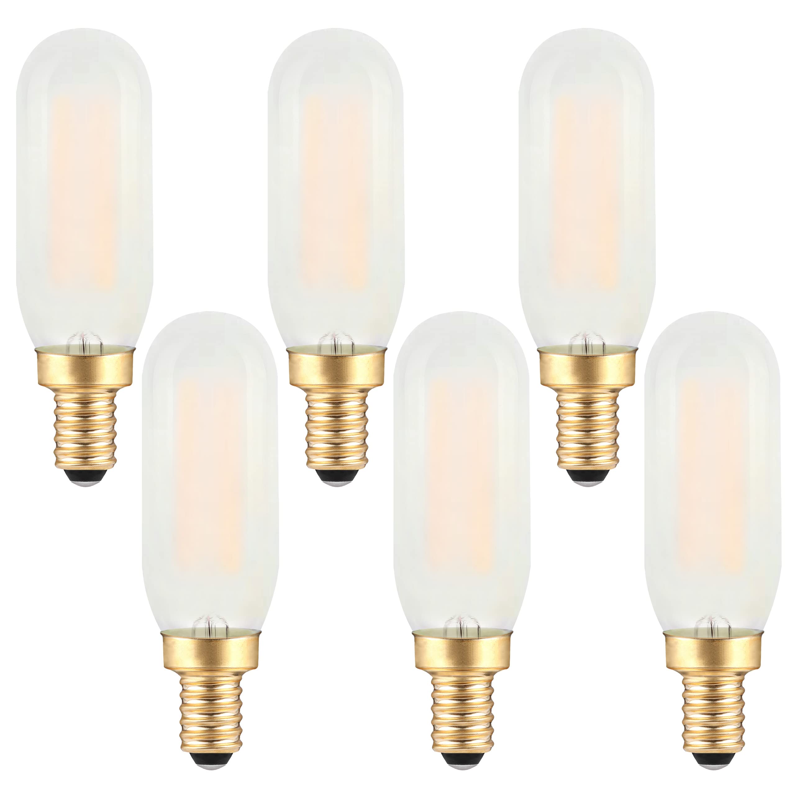 TOKCON Dimmable E12 Candelabra LED Bulbs 2W 2700K Warm White Glass 6 Pack