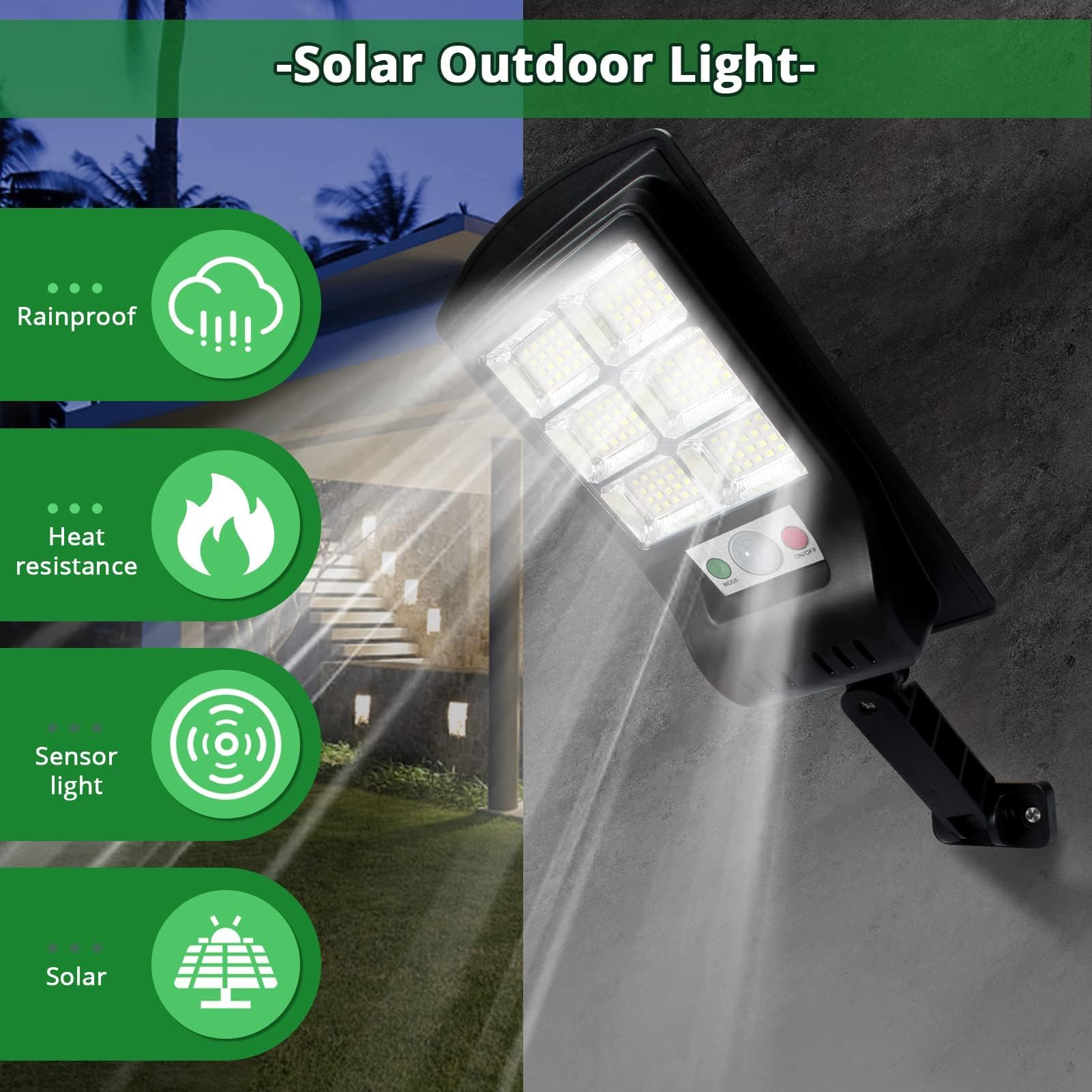 Duewot Solar Lights Outdoor, 6 Pack, 1000 Lumens, Motion Sensor, Waterproof, Black, Model: Solar Lights Outdoor, Size: 120-6P
