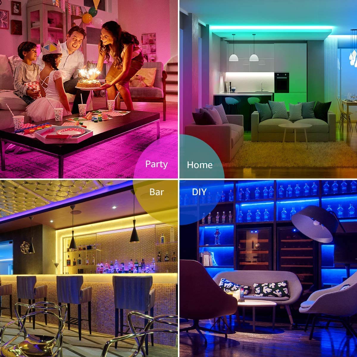 Lepro 65.6ft LED Strip Lights, RGB Color Changing, Remote Control, ETL Listed Adapter, Model 410106-RGB-US for Halloween Decorations
