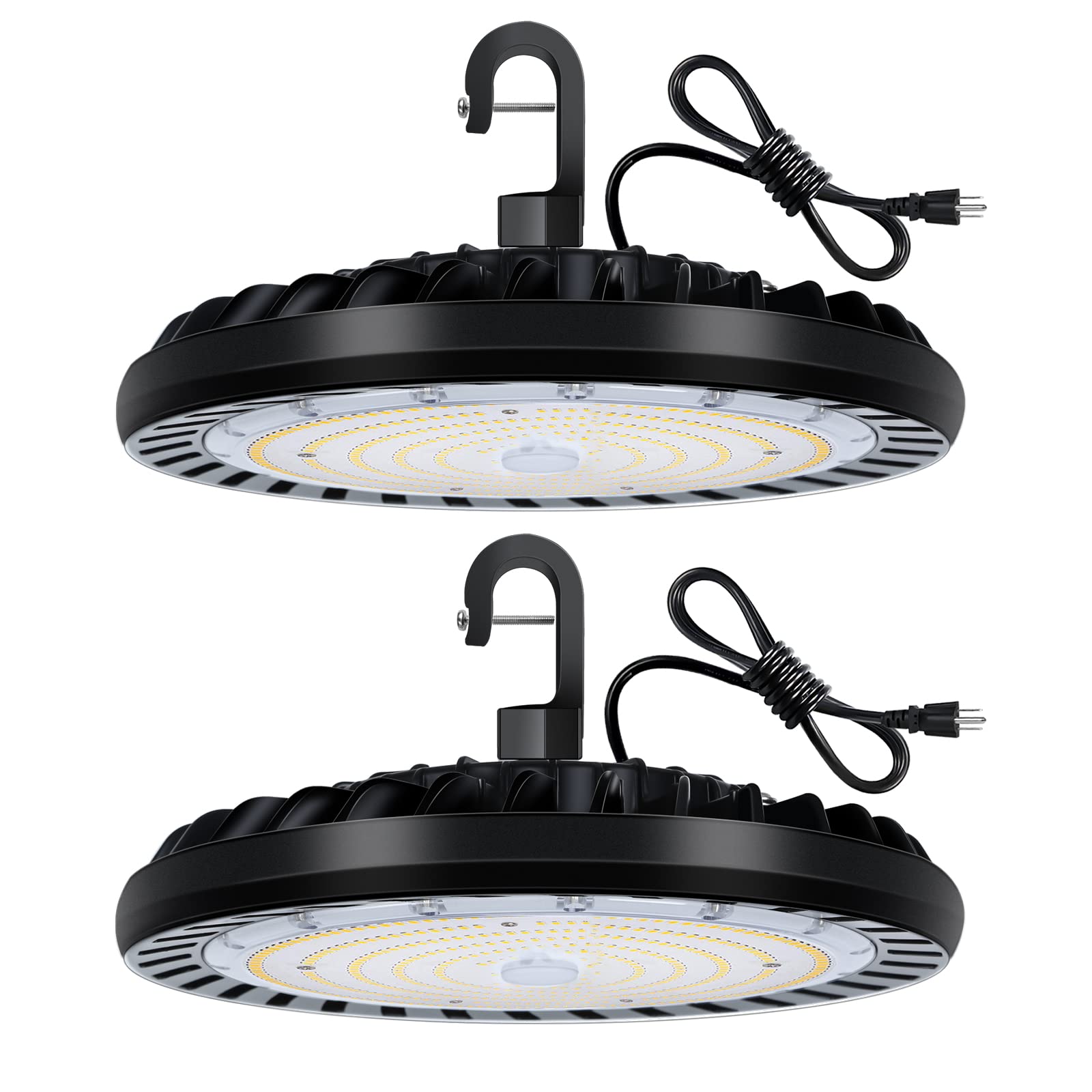 hykolity 150W LED High Bay Light Fixture, 5000K, 19,500lm, IP65, Black, Model HY-UFO150W5K-1