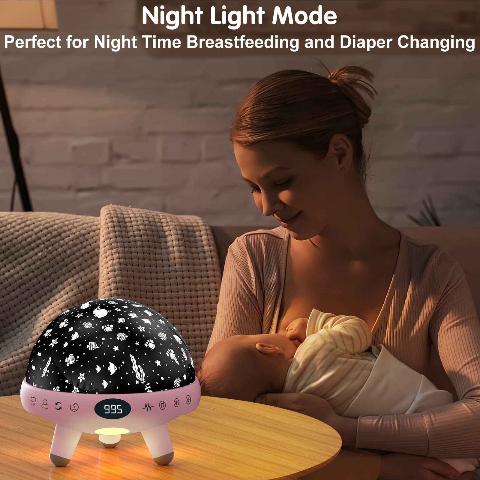 Night Light Projector For Kids Baby Night Light And Sound Machine For Kids Room,Built-In 29 Soothing Sounds For Baby Sleeping.Ki