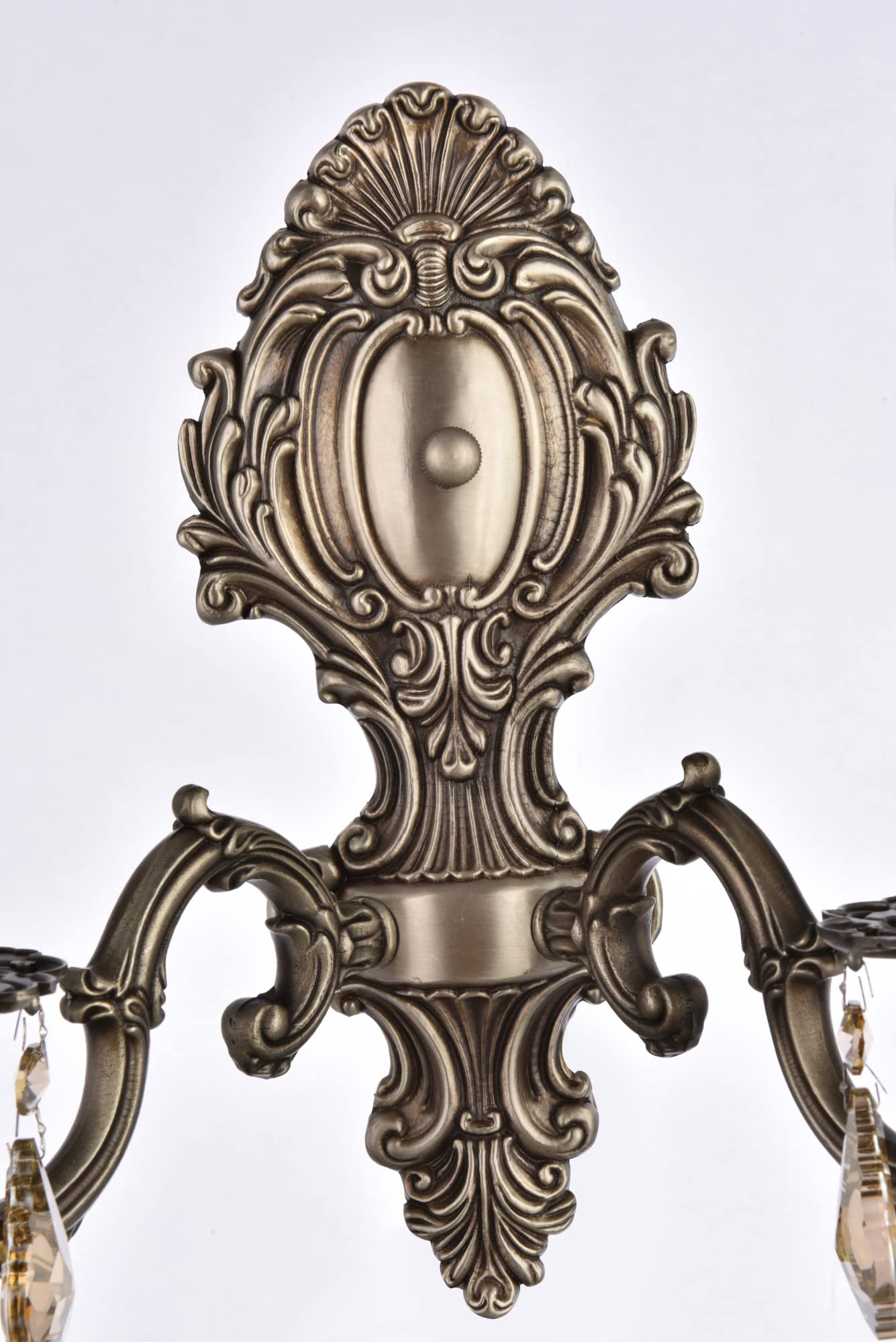 Elegant Lighting 9602W10Fg-Gt/Rc Royal Cut Smoky Golden Teak Crystal Monarch 2-Light Crystal Wall Sconce, Finished In French Gold With Smoky Golden Teak Crystals