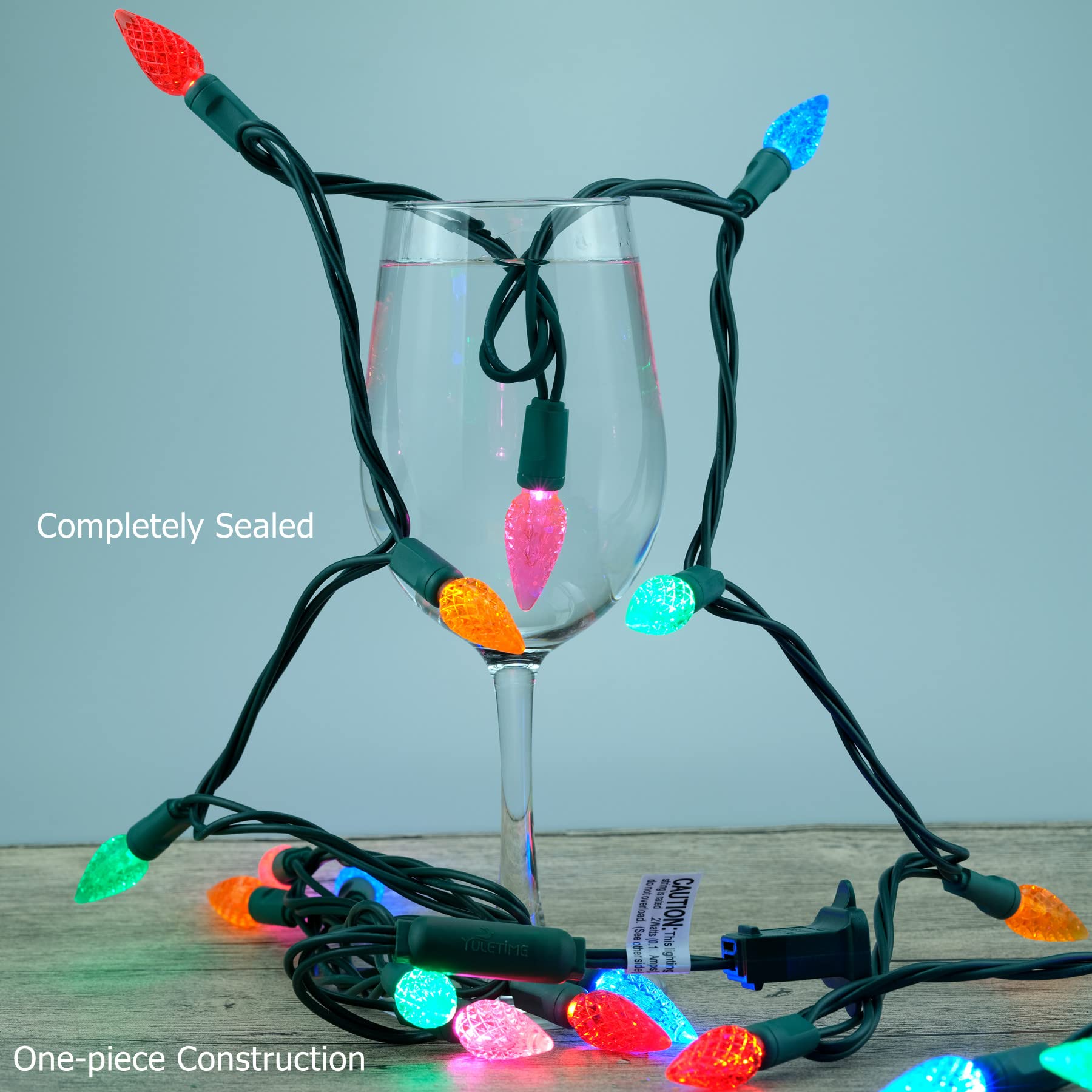 Yuletime Multicolor C6 Strawberry Led Christmas Lights, 33 Ft 100 Count 4'' Spacing One-Piece High Waterproof Ul Certified Strin