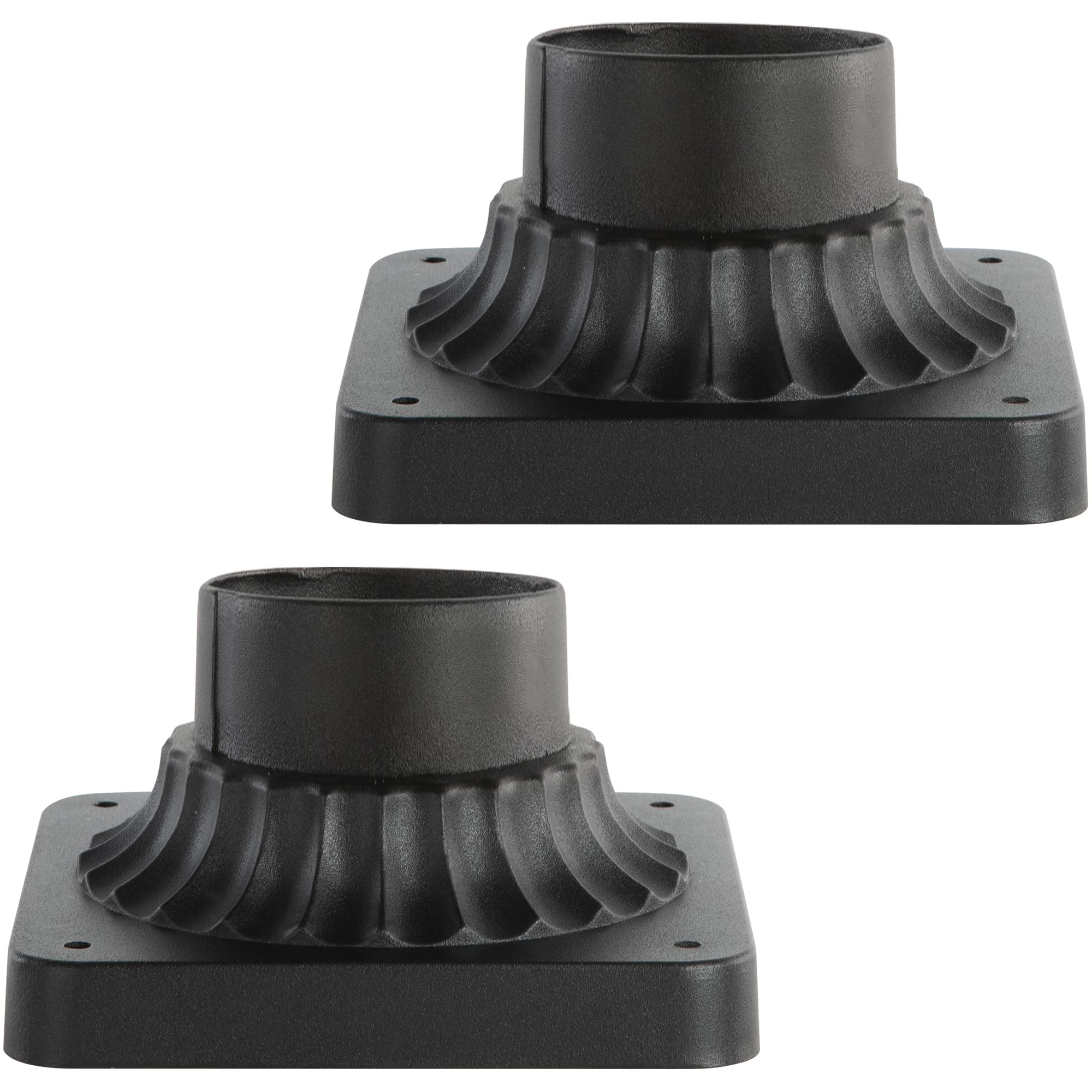 LUTEC Outdoor Post Light Mounting Base 2 Pack, Cast Aluminum, Matte Black, Model 9700008012-2pcs
