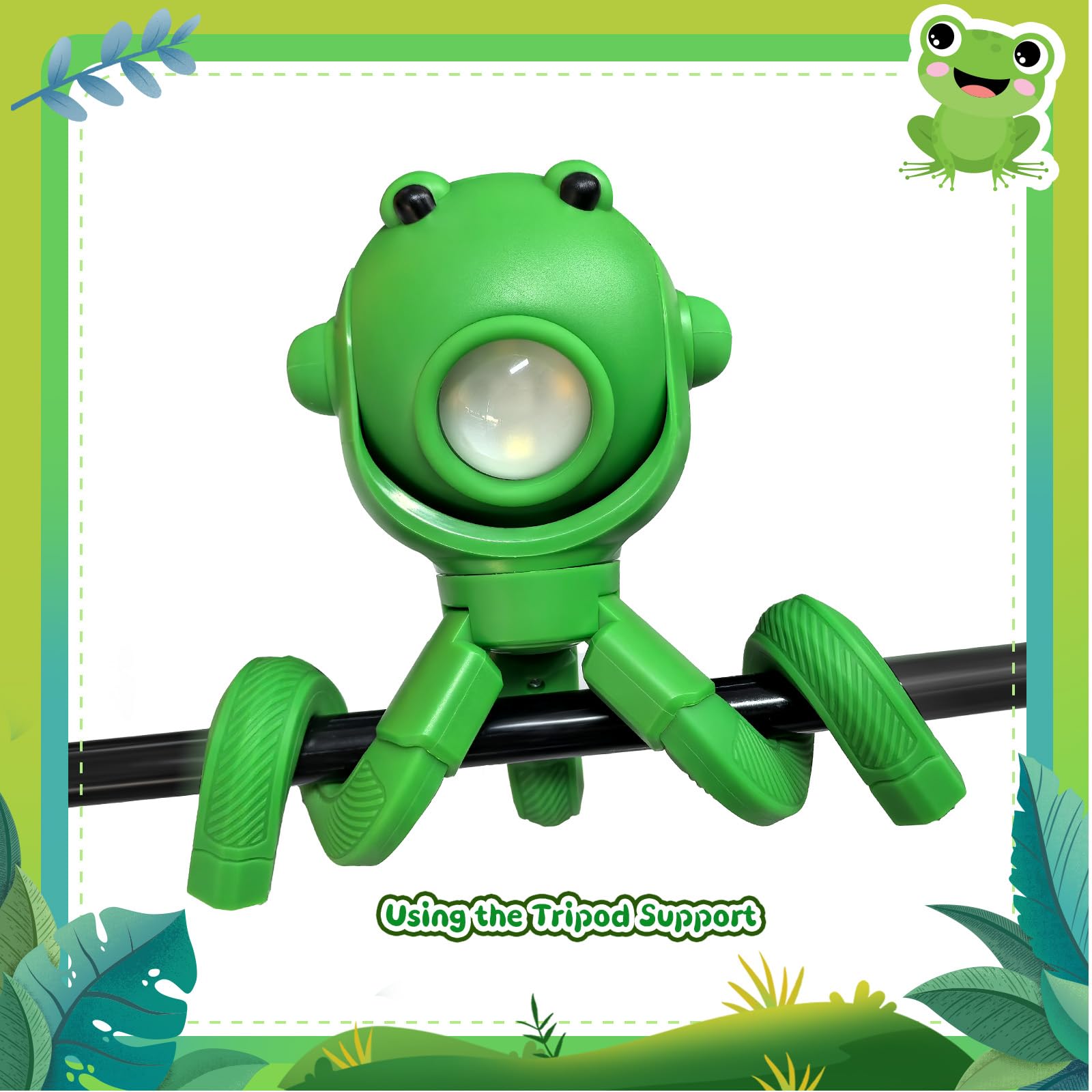 TOLYS Kids Flashlight - Rechargeable LED Torch with 8 Color Modes, USB-C, Green, Model ETD002