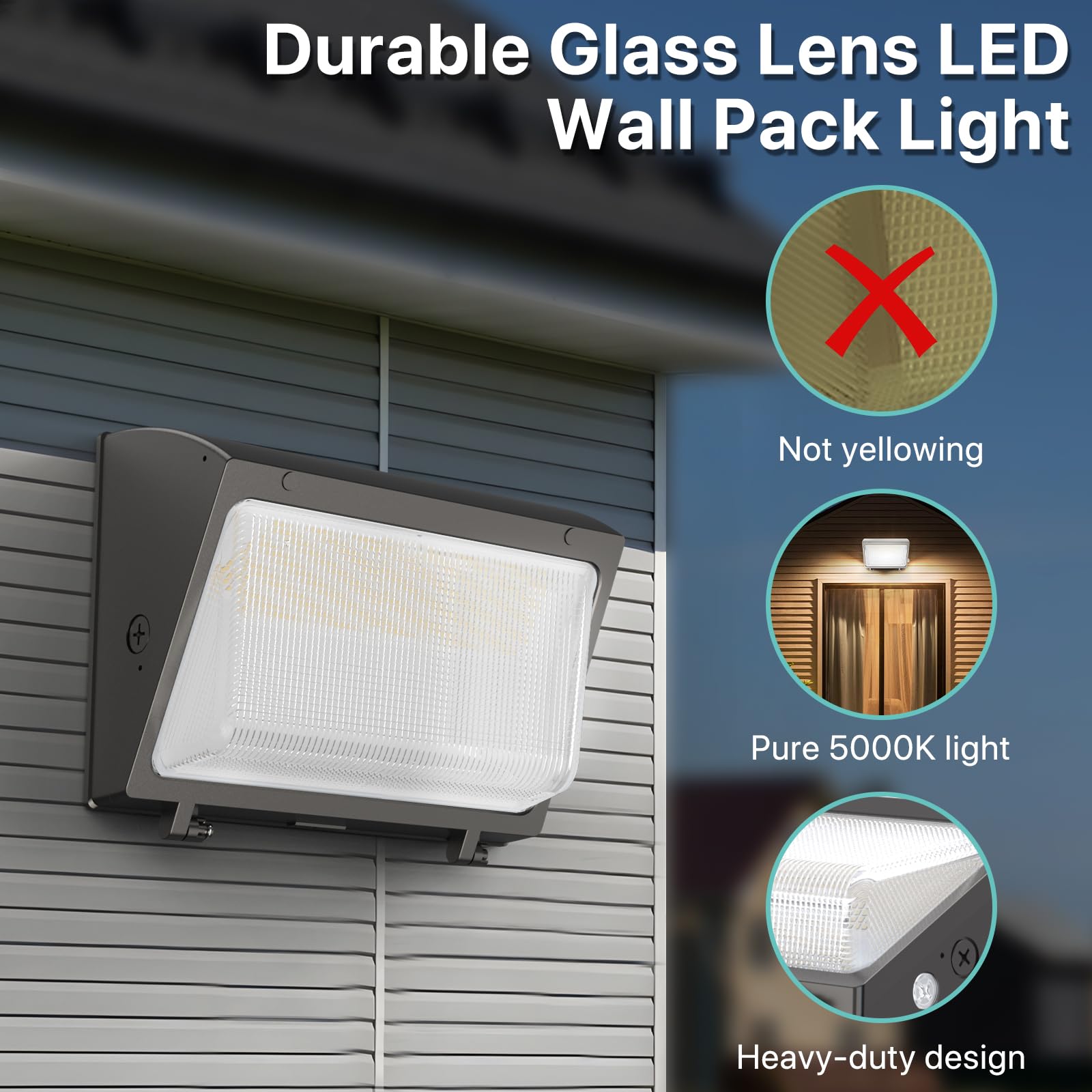 Litezone Led Wall Pack 150W: 22500Lm Outdoor Wall Lights With Dusk To Dawn Photocell - Glass Lens Led Security Flood Lighting For Parking Lot And Warehouse