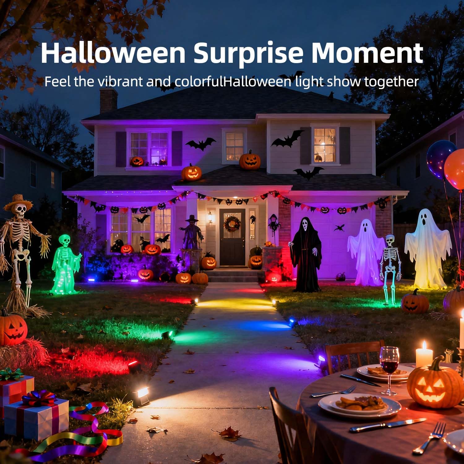 HEKEE 50W RGB LED Flood Light - 2 Pack, Multicolor, Waterproof, Remote Control, DIY Strobe & Timing Modes, Model BLFL-LFCA