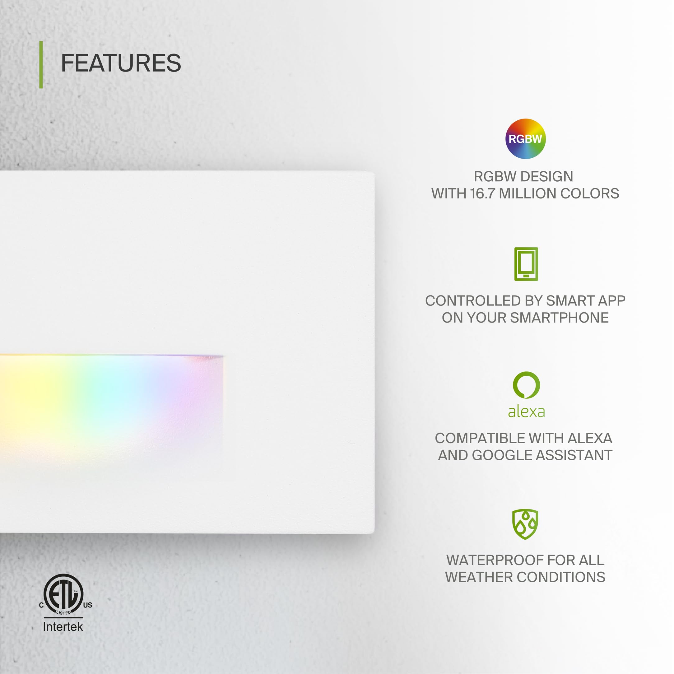 Asd Led Recessed Step Light Fixture | 3W 60Lm Rgb-2700K-6500K 120V | Smart, Multicolor, Waterproof, Etl Listed | Outdoor-Indoor