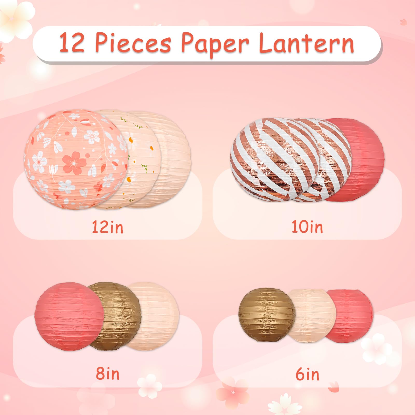 Paper Lanterns Decorative, Wedding Decorations With Daisy Pattern, Hanging Round Paper Lanterns For Engagement Anniversary Brida
