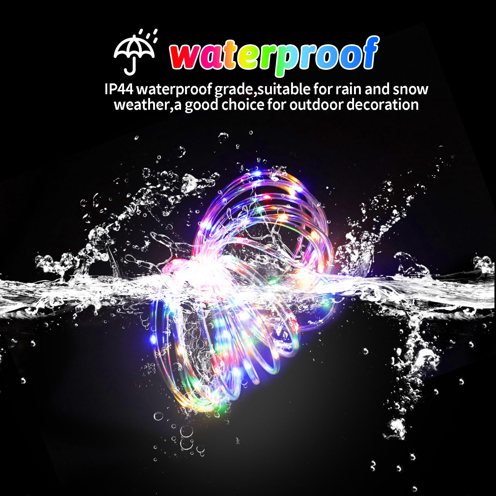 2 Pack Battery Operated Rope Lights ,Total 120Led Christmas Battery Powered String Lights Indoor Outdoor,8 Modes Waterproof Fairy Rope Lights With Timer For Bedroom Christmas Tree Patio (Multicolor)