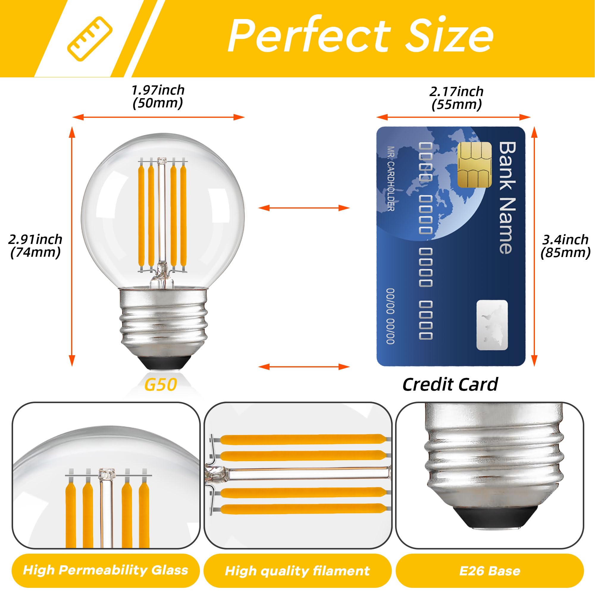 Padmo Ludaz Dimmable Led G16.5 Light Bulb 40W Equal 4W Globe Light Bulbs Type G Light Bulb Round Light Bulbs For Bathroom Vanity
