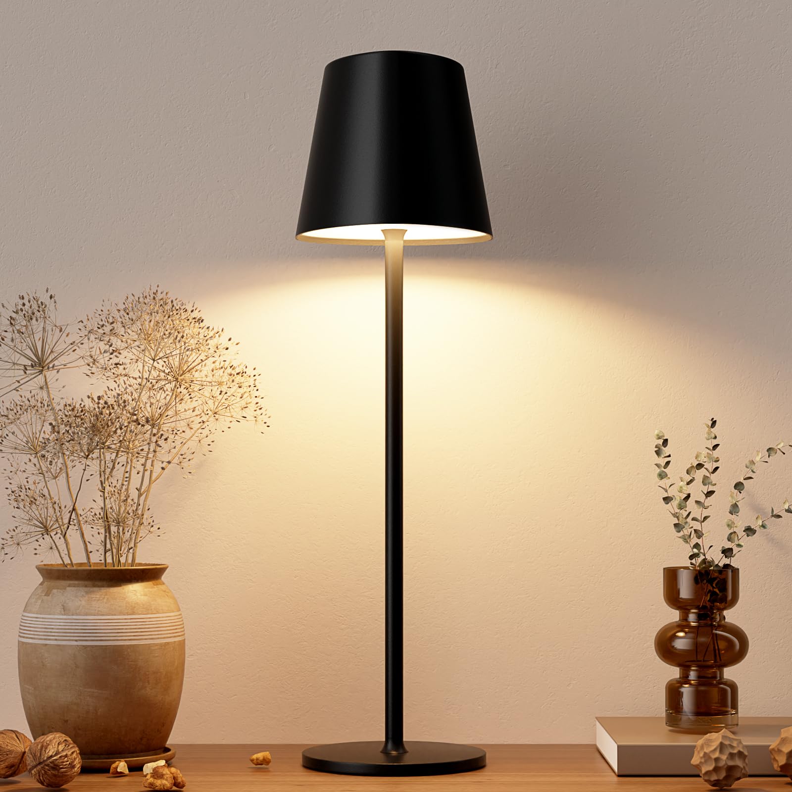 Kakanuo Cordless Table Lamps, Rechargeable Lamps, Battery Operated Lamp, LED Portable Wireless Lamp, Touch Control, 3 Color Temp
