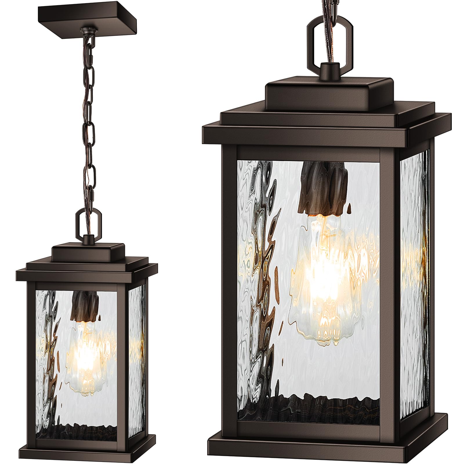 VIANIS Bronze Outdoor Pendant Light Fixture, Large Size, Aluminum, Adjustable Wire, Waterproof, Model V8301M