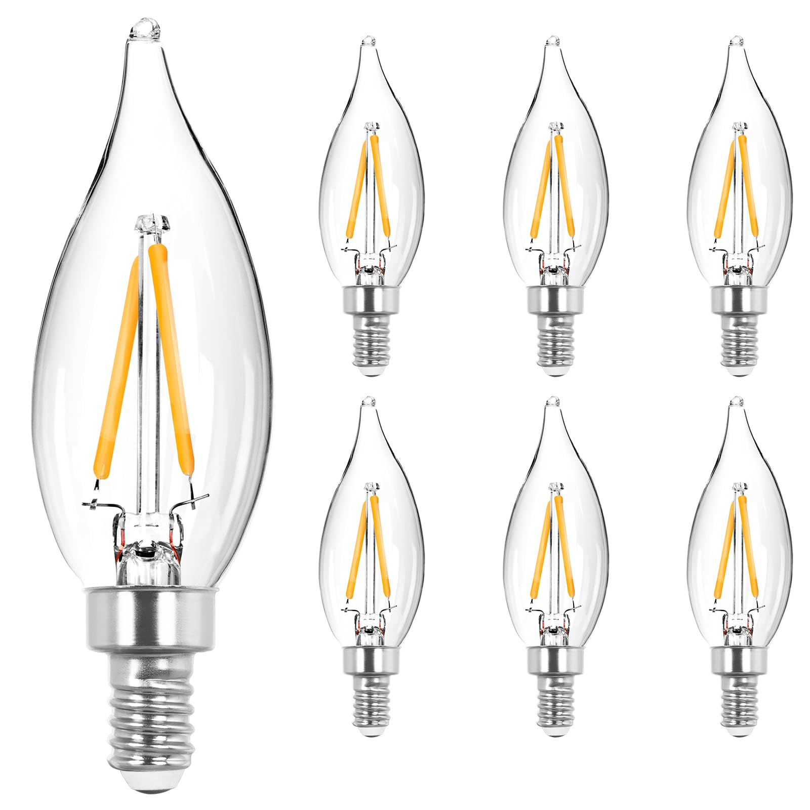 Dge 6X1.5 Watt Led Warm White Ceiling Fan Light Bulbs C32 Chandelier Light Bulbs Bright And Lasting 110 Lumen Bent Tip Light Bul