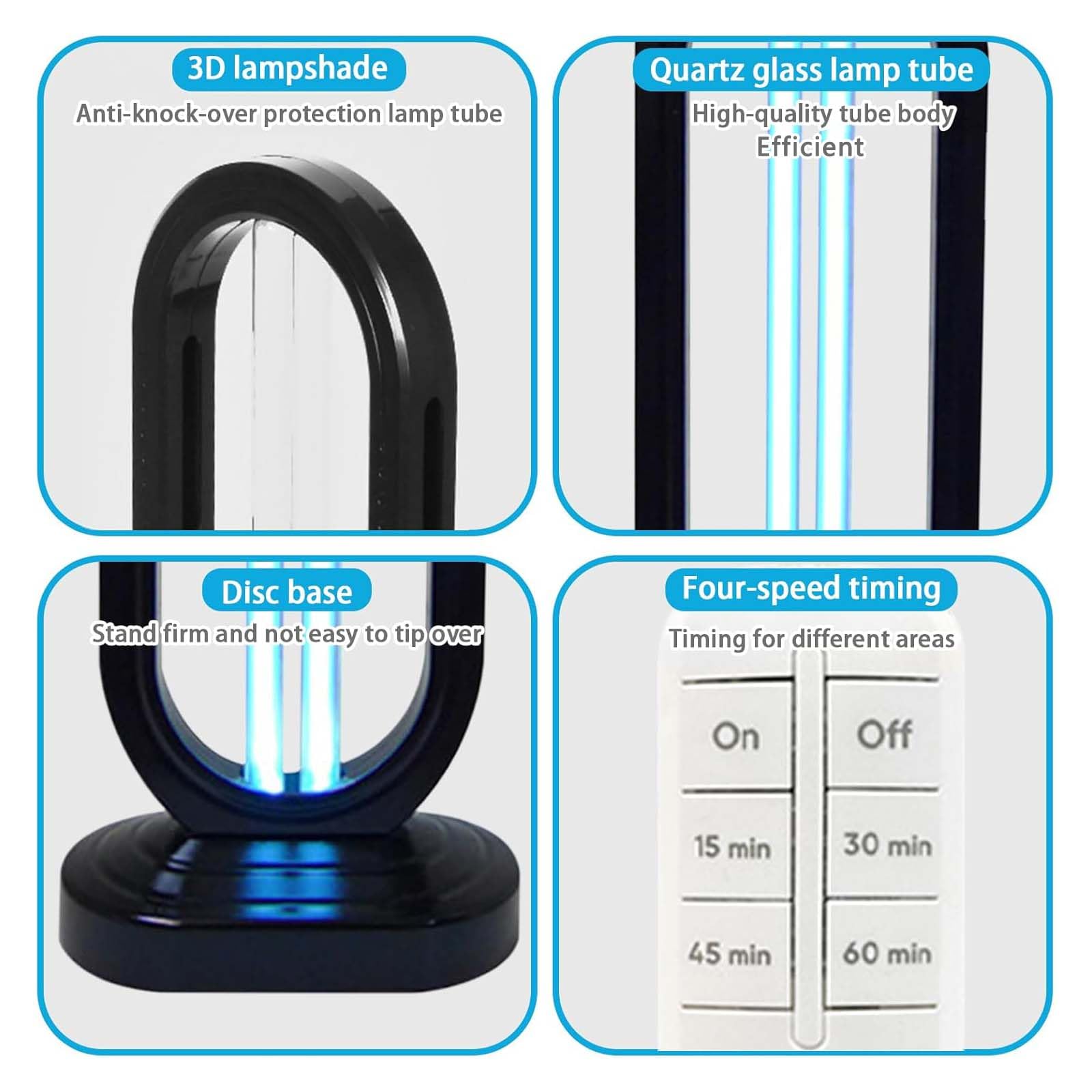 Uv Light - Uv Bed Bugs, Uv Lamp With 4- Speed Timing And Remote Control (38W Uvc Bulb) (1Pcs-White)