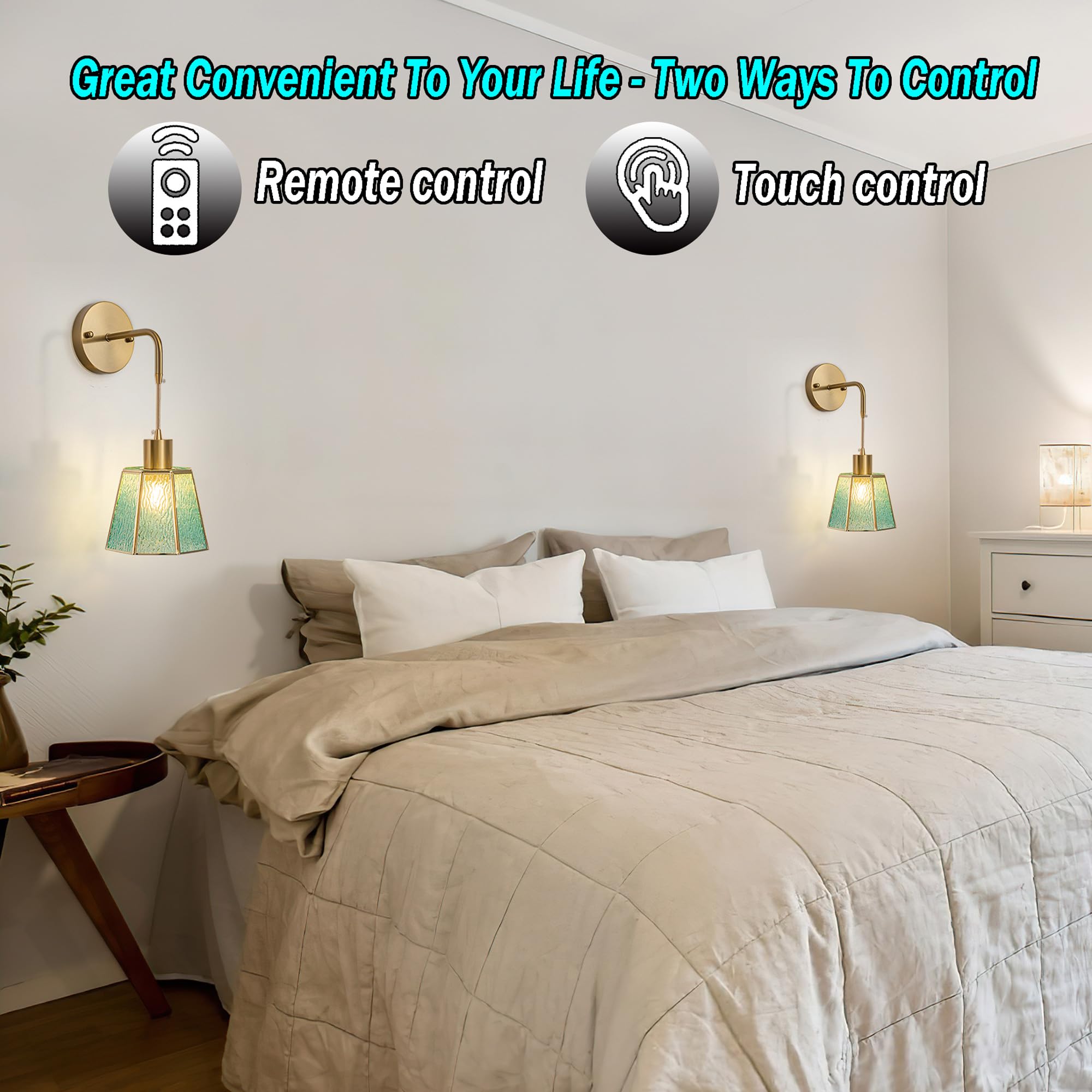 Yhcdlamp Battery Operated Sconces Set Of 2, Battery Operated Wall Lights With Remote,Rechargeable Wall Sconces Rgb Color Changin