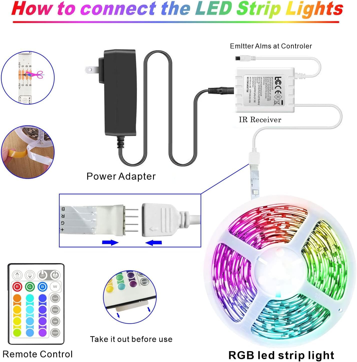 Fizzytech 5 Meter Led Strip Lights 300 Rgb Leds,16 Modes Remote Control Perfect For Home Decoration Bedroom Ambiance Diwali And