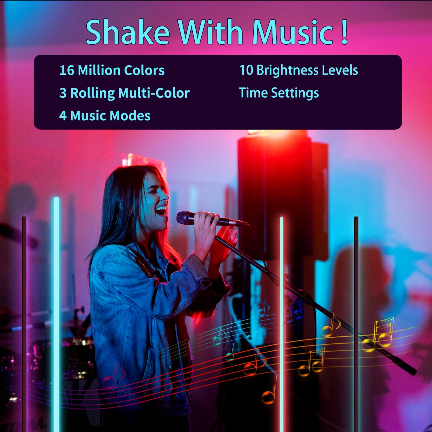 Bodun Smart RGB LED Corner Floor Lamp - App & Remote Control, 16 Million Colors, Music Sync, Standard Size, Ideal for Living & Gaming Rooms