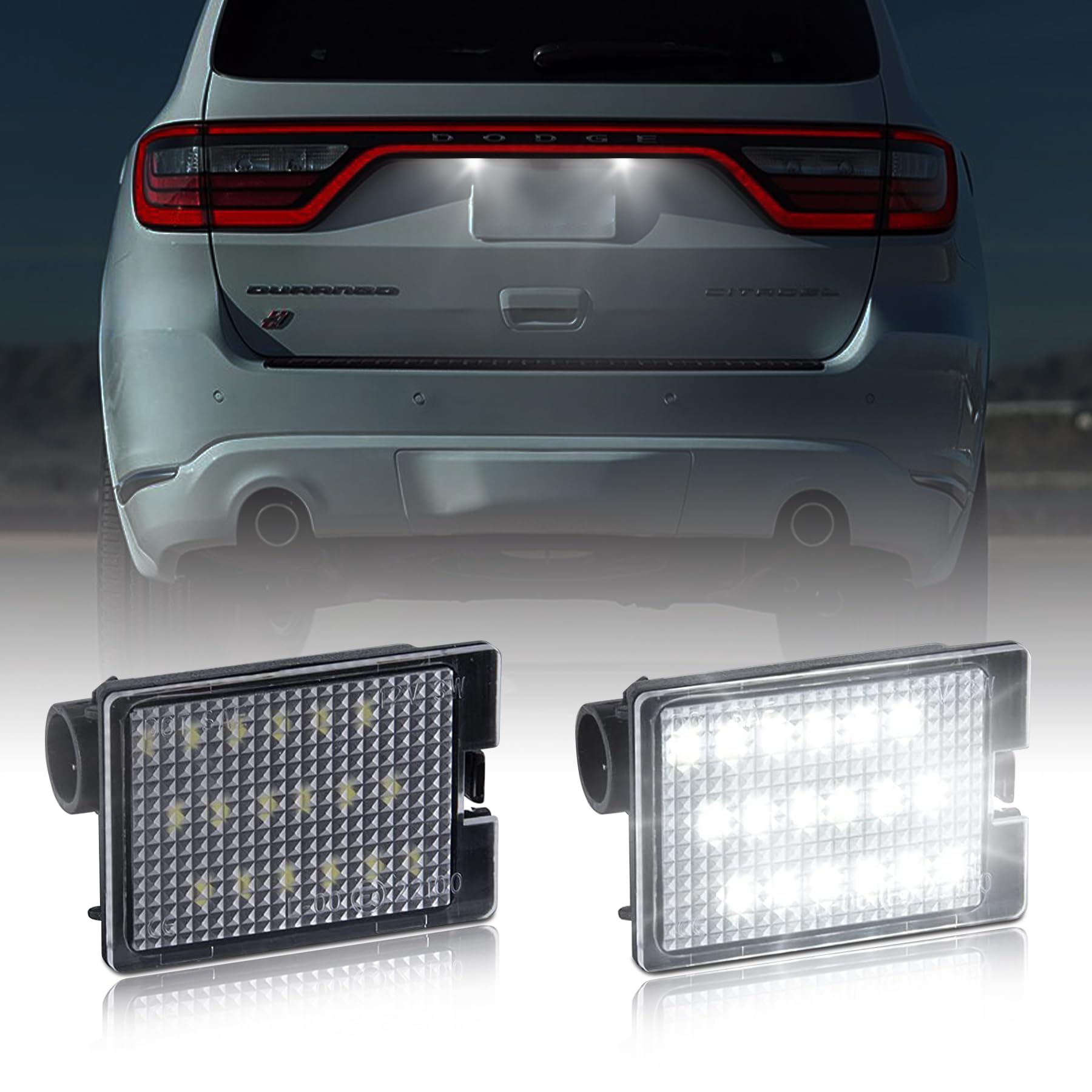 kanuoc LED License Plate Light Assembly, 6000K White, Compatible with 2014-2018 Dodge Durango, Black