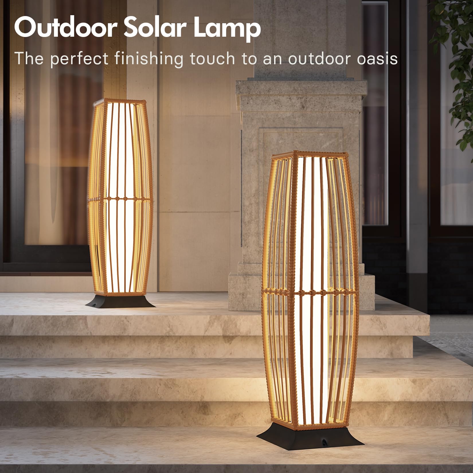Grand patio Outdoor Floor Lamp Solar Powered Waterproof Wicker Large 1 PC Taurus Model 631.0372.000.001