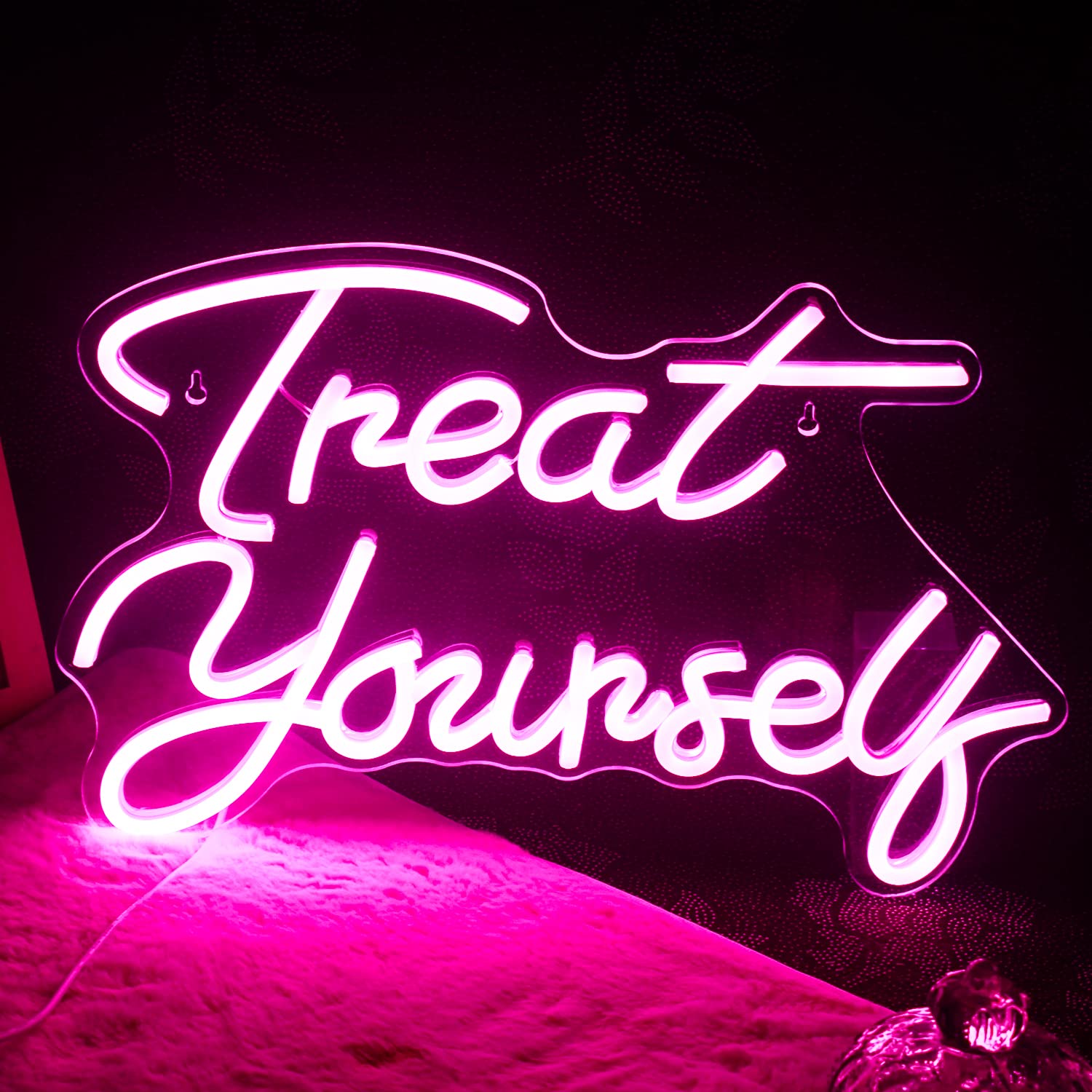 Wanxing Neon Sign - LED Wall Decor Light, USB Powered, Pink, Model WX-NS-pink treat yourself