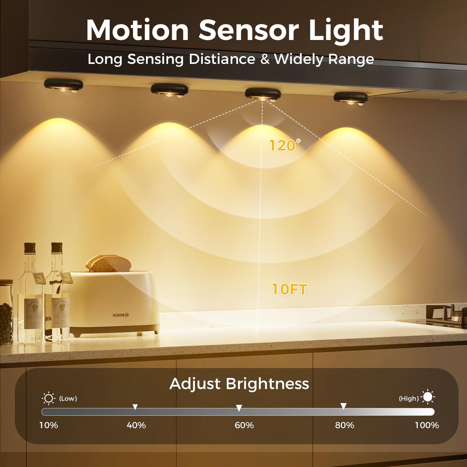 Glaresbot Led Motion Sensor Puck Lights  Small Rechargeable Under Cabinet Light  Dimmable Warm White Closet Lights  Wireless Under Cabinet Lighting For Drawer  Kitchen (6 Pack)