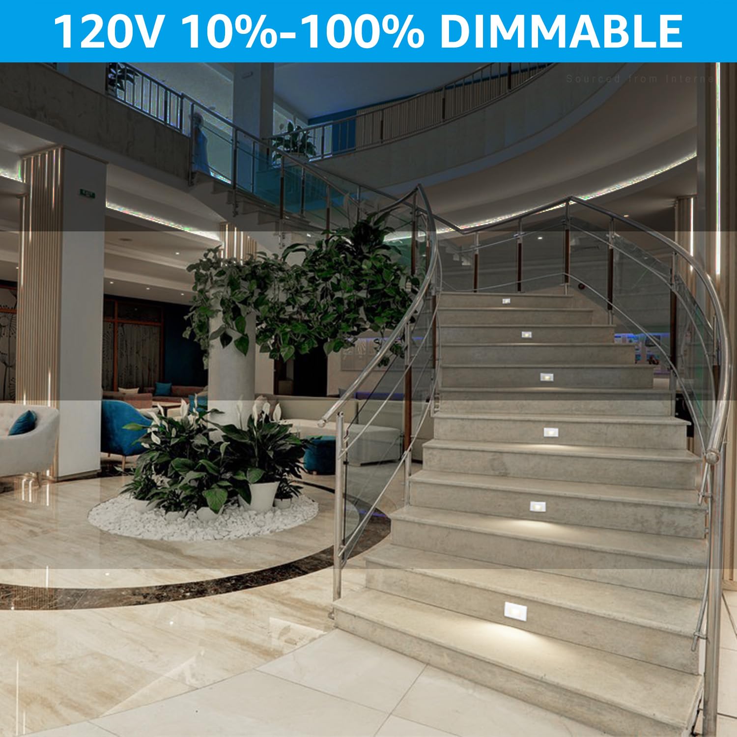 LEONLITE 3CCT LED Step Lights, Dimmable, 150LM, 2.5W, Indoor Outdoor, IP65, 4.72 Inch, Zinc Alloy,