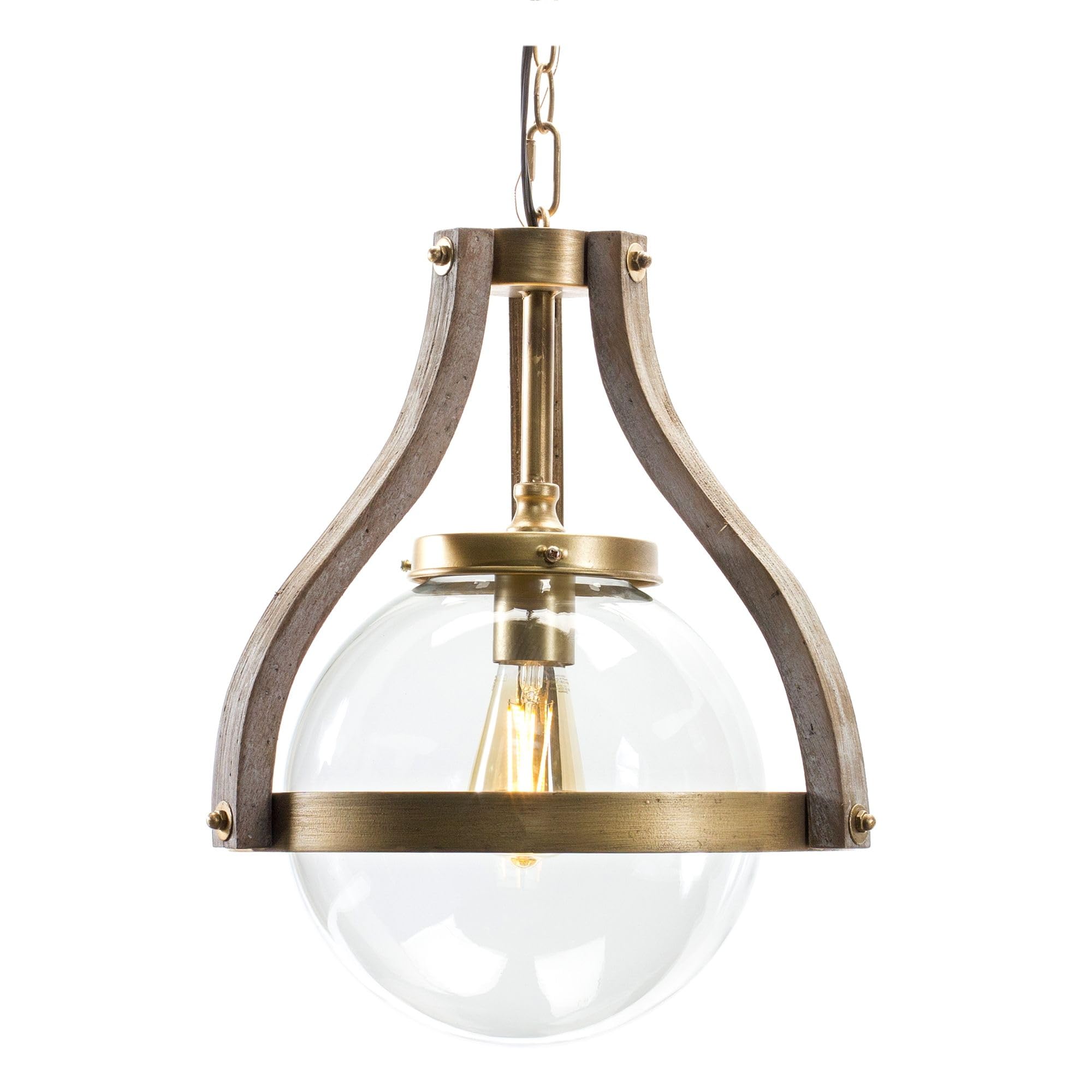 Melrose Iron and Wood Hanging Light Fixture with Bronze Finish 85721DS