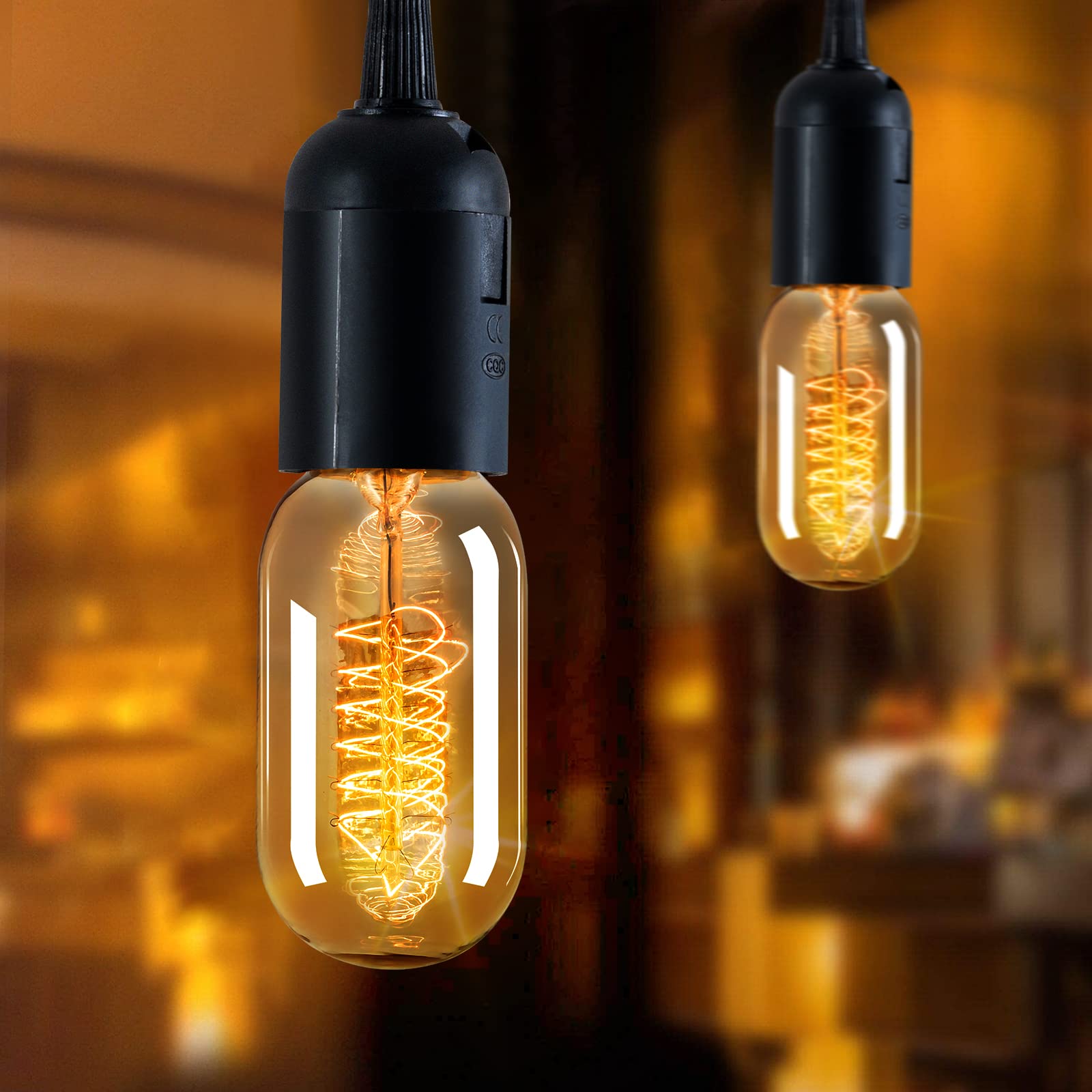 Nuodifan Edison Bulbs,4-Pack Vingtage Filament Light Bulb,T45 2700K Warm Light 40 Watt,110V-130V E26/E27 Base Dimmable Decorativ