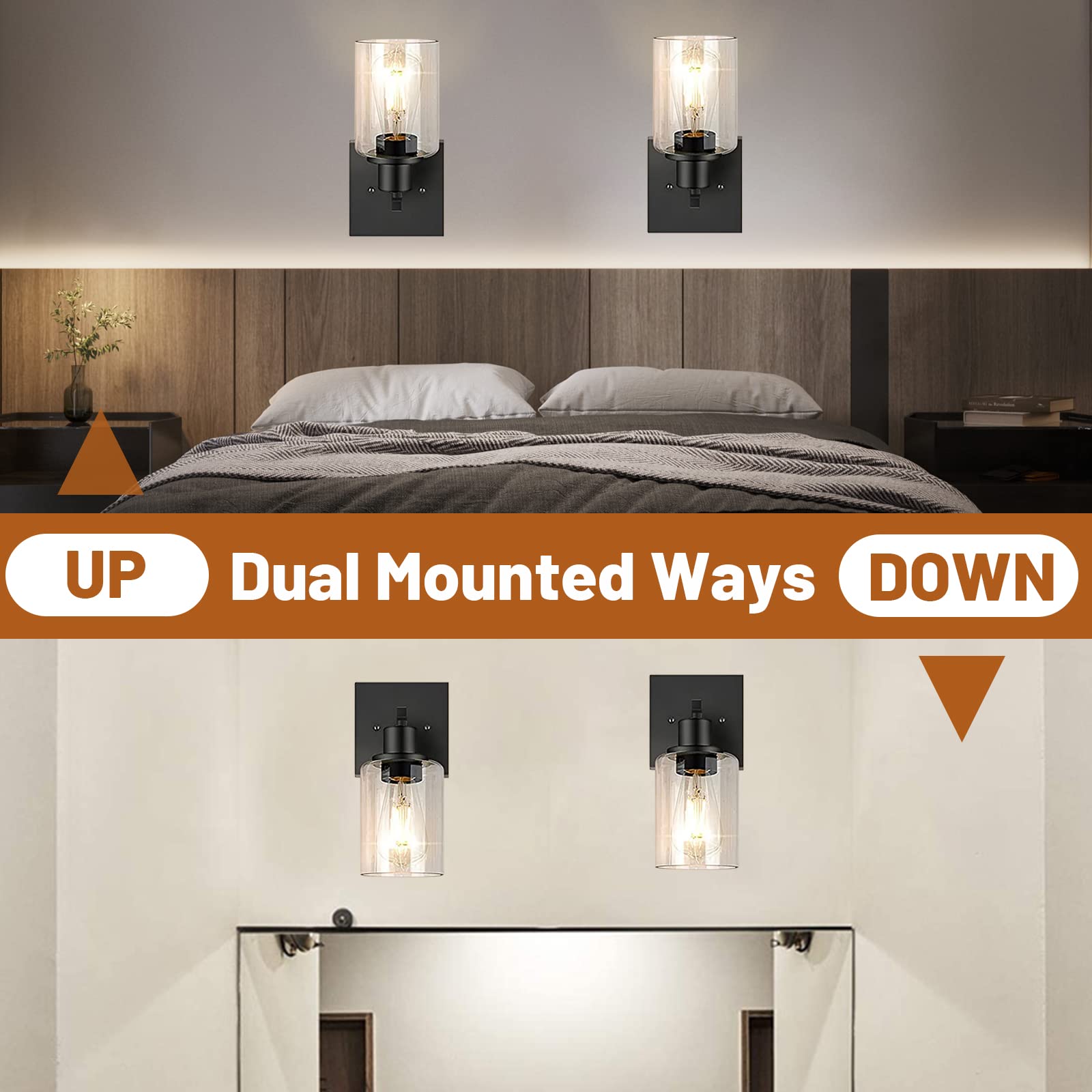 Sangfor Wall Sconce,Matte Black Wall Sconces Set Of Two,Sconces Wall Decor Set Of 2,Vanity Wall Lights,Wall Sconces,Sconces Wall Lighting For Living Room