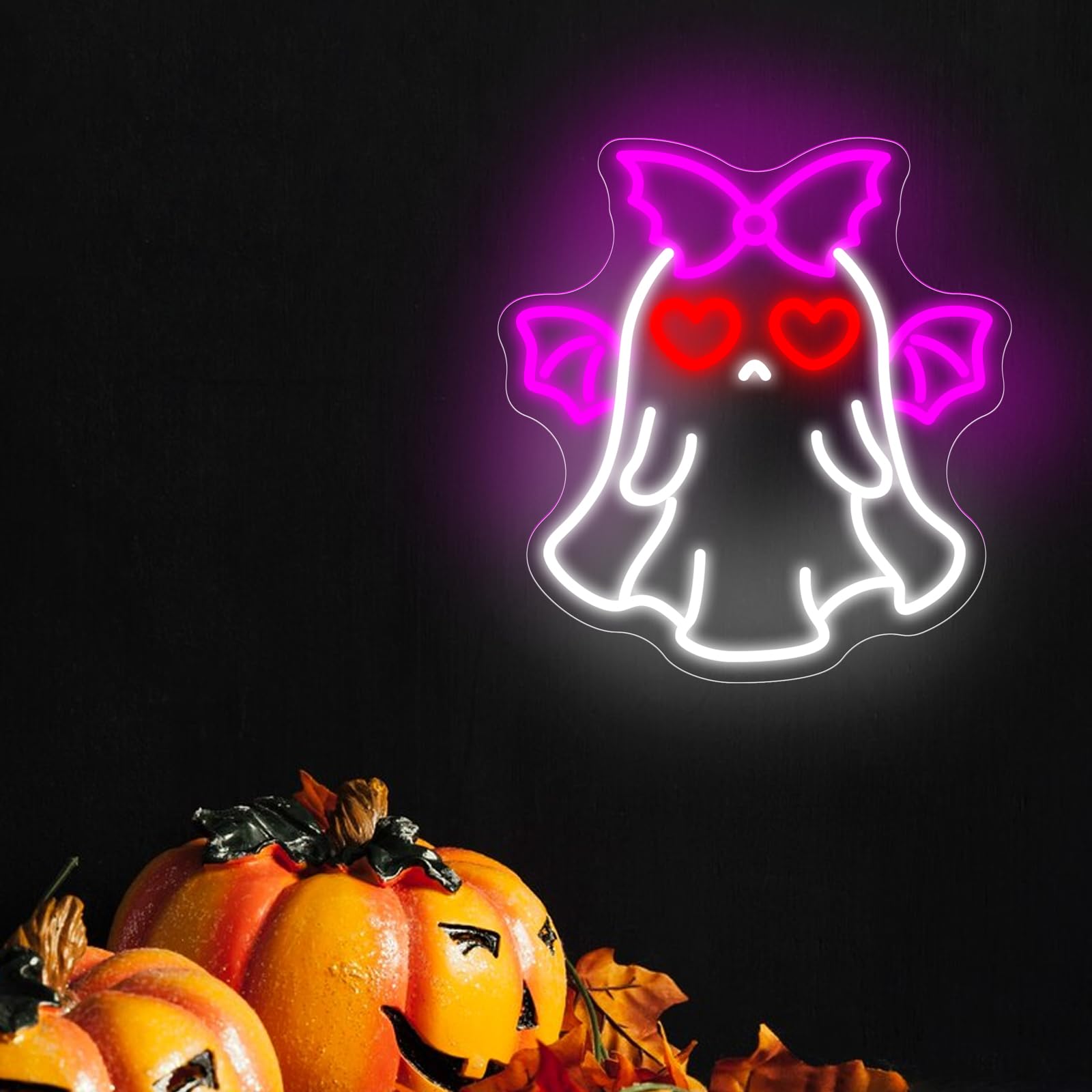 Bat Ghost Neon Sign Spooky Halloween Neon Decor Gothic Style For Halloween Decor Unique Gift For Kidroom Decoration Funny Bedrooms Wall Art Party  14.2X13