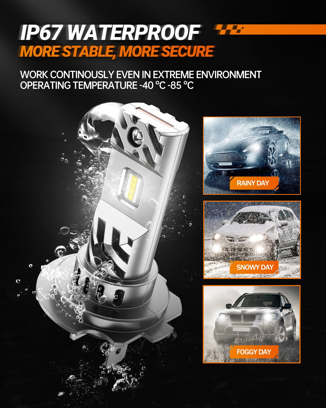 SEALIGHT H7 Bulbs - 36000LM Ultra-Bright 6500K Cool White, No Adapter, Plug-N-Play, Long Lifespan, Pack of 2