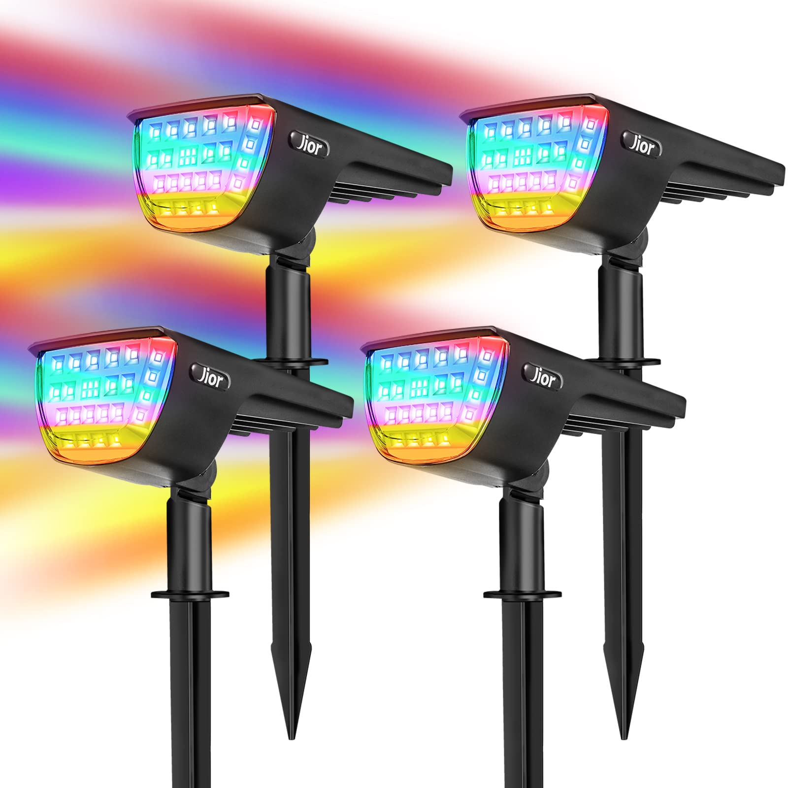 Solar Color Changing Spot Lights Outdoor, IP67 Waterproof Solar Landscape Lighting, 7 Modes Multicolor RGB Landscape Spotlights 