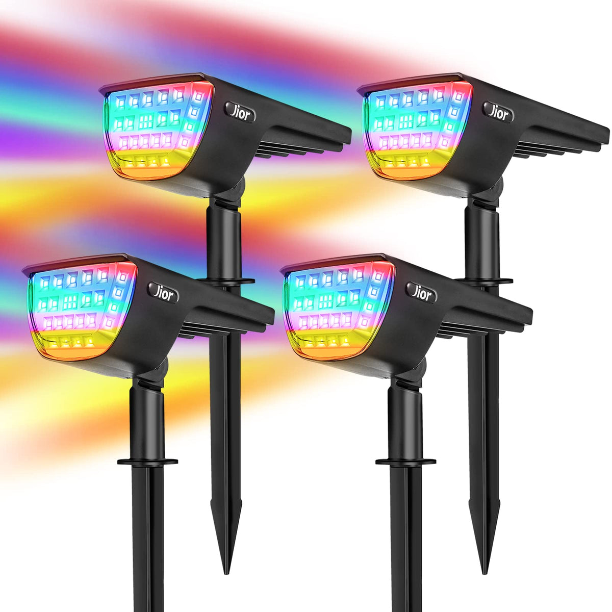 Solar Color Changing Spot Lights Outdoor, IP67 Waterproof Solar Landscape Lighting, 7 Modes Multicolor RGB Landscape Spotlights 