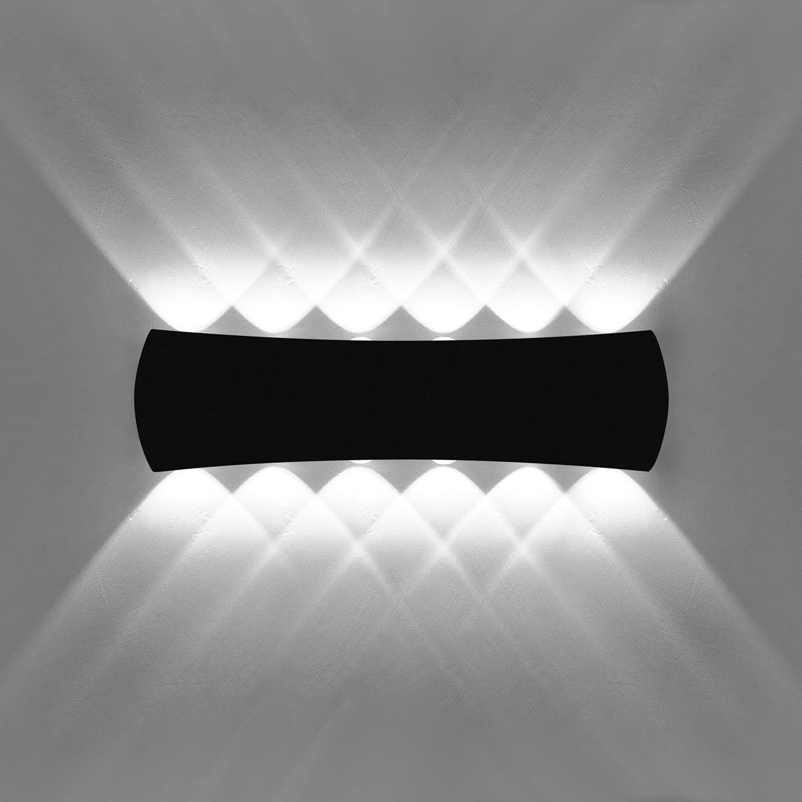 Kawell LED Wall Sconce Light, 12W Aluminum, IP65 Waterproof, Up Down Design, Black 6000K, Model K33-AU342-BK-CW
