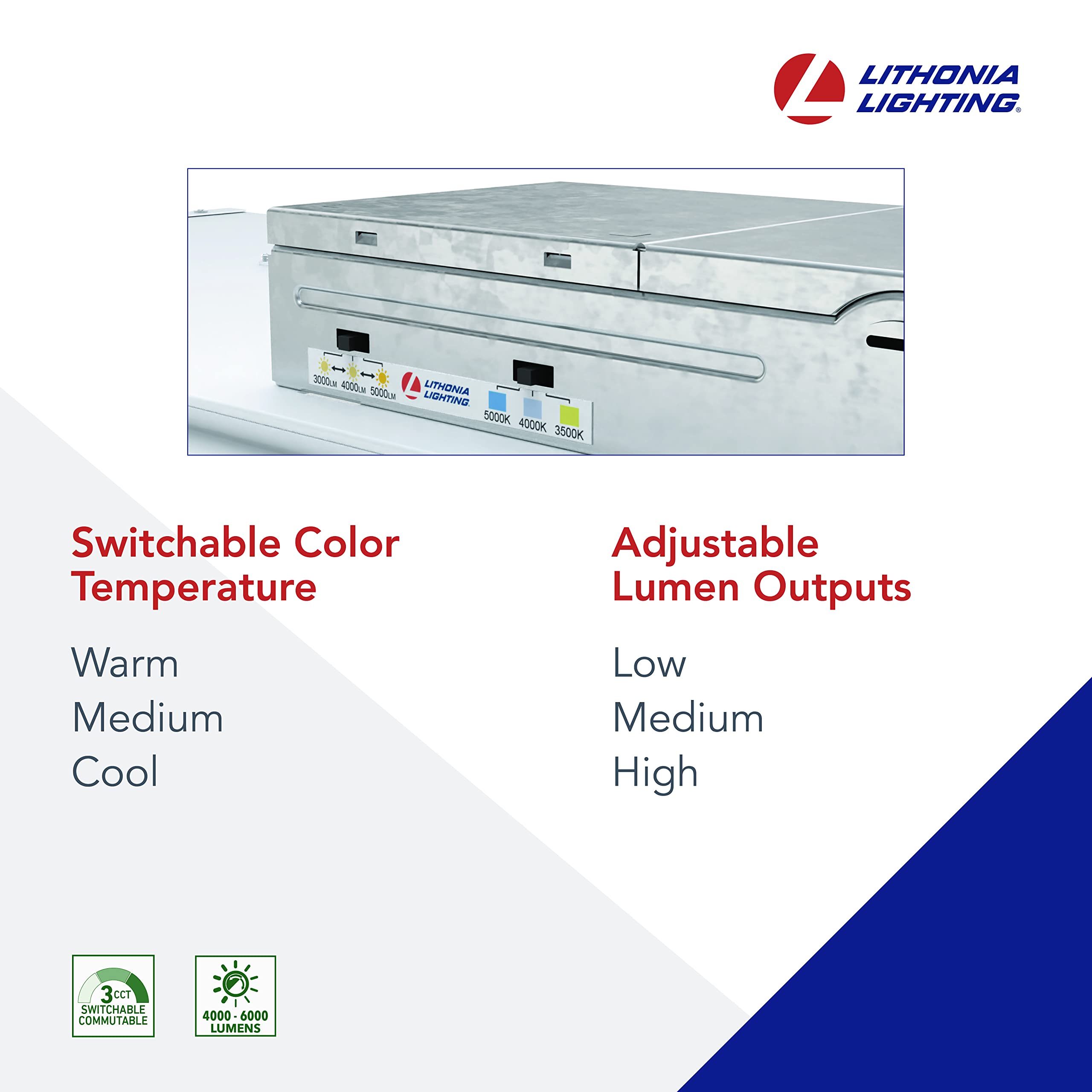 Lithonia Lighting Staks 2X2 Alo3 Sww7 2 Ft. X 2 Ft. Stack Switch Led Lay-In Ceiling Light Fixture For Commercial Use, 3500K-5000