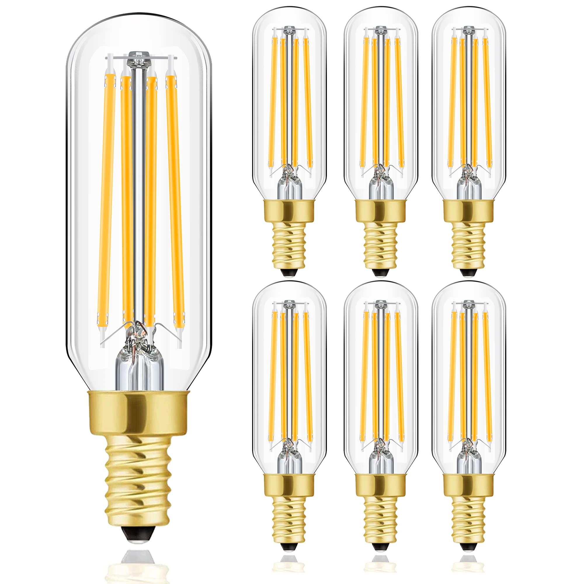 Leools E12 LED Bulb, 8W 2700K Warm White, Dimmable, 800lm, Glass, 6-Pack