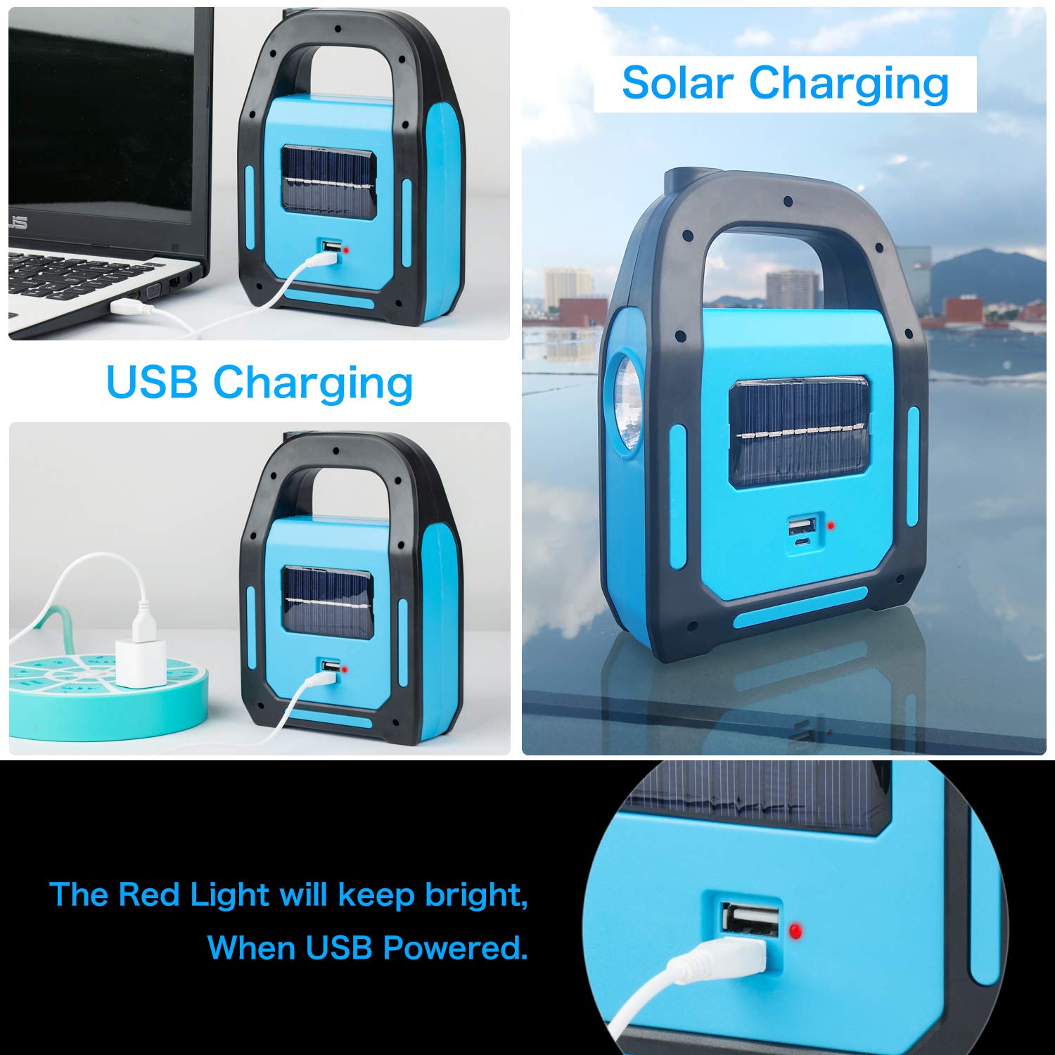 Tansoren 3 In 1 Solar Usb Rechargeable Cob Led Lantern - Waterproof Emergency Flashlight