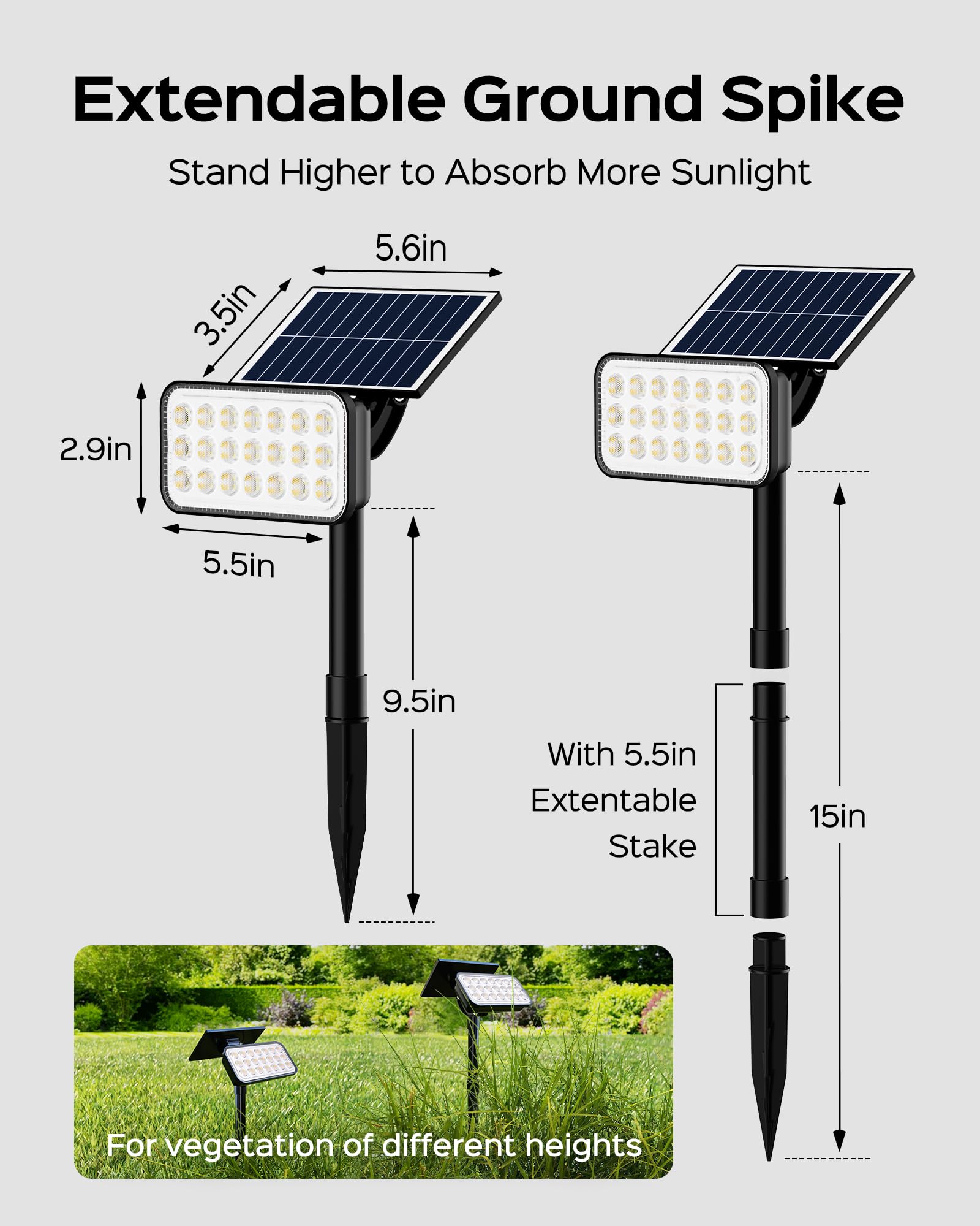 JACKYLED Solar Spot Lights Outdoor, 84 LEDs, 5 Modes, IP65 Waterproof, Warm/Cool/Neutral White, 2 Pack for Yard Garden Walkway Driveway
