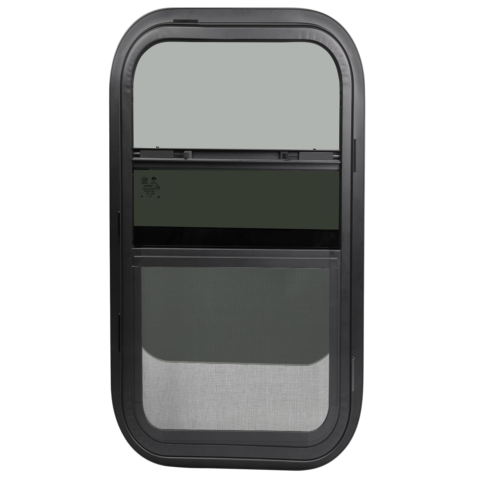 NOVINO RV Camper Windows, Vertical Sliding Replacement, 12inW x 24inH, Tempered Glass, Black, Model NRW-003