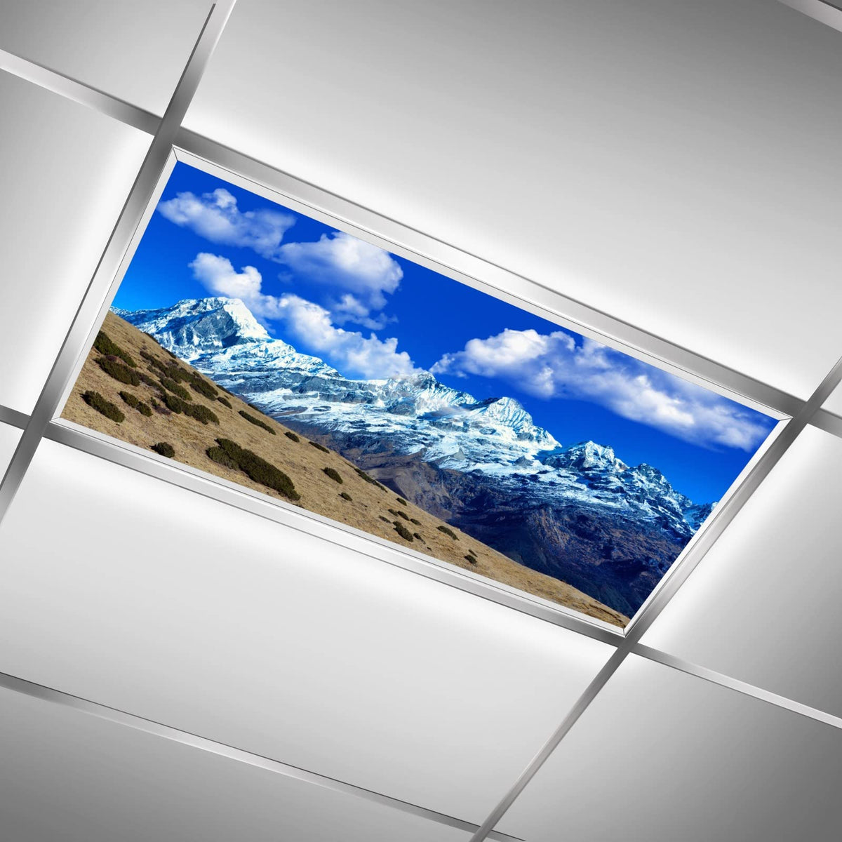 Msinmkok Snow Mountain Top White,Cloud Sky,Fluorescent Light Cover Insert,Fluorescent Light Covers For Classroom Office-Drop Cei