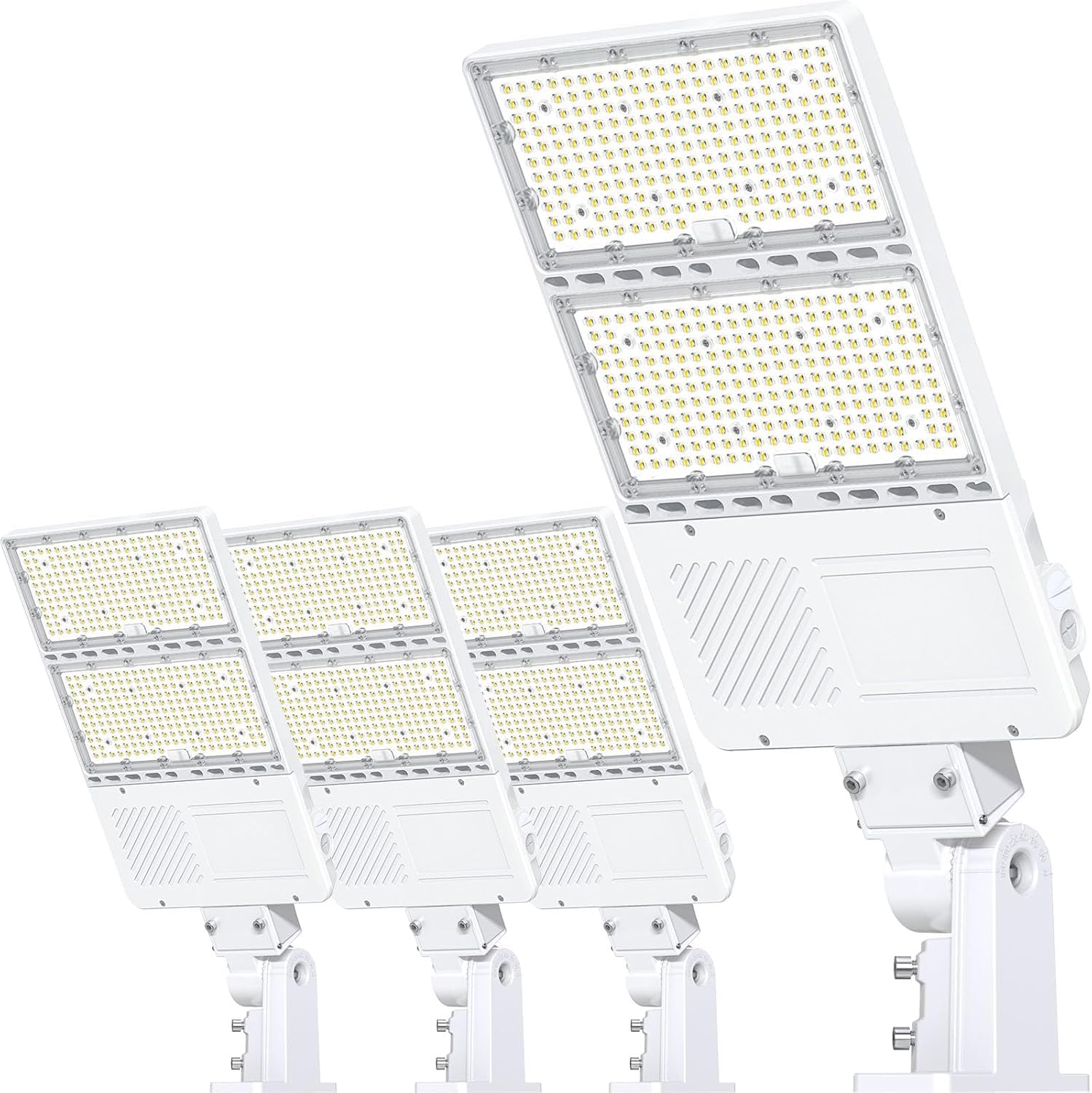 OPENLUX 4 Pack 320W LED Parking Lot Light with Photocell Commercial LED Shoebox Lights 5000K IP65 Outdoor Area Sport Court Street Road Lighting AC100~277V Arm & Slip Fitter Mount