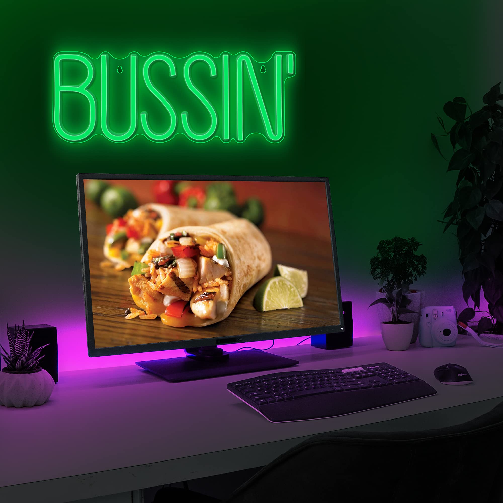 Lumoonosity Bussin Neon Sign - Green Led Light For Gamers/Streamers - 16.9 X 6.5 Inches - On/Off Switch - Trendy Wall Decor