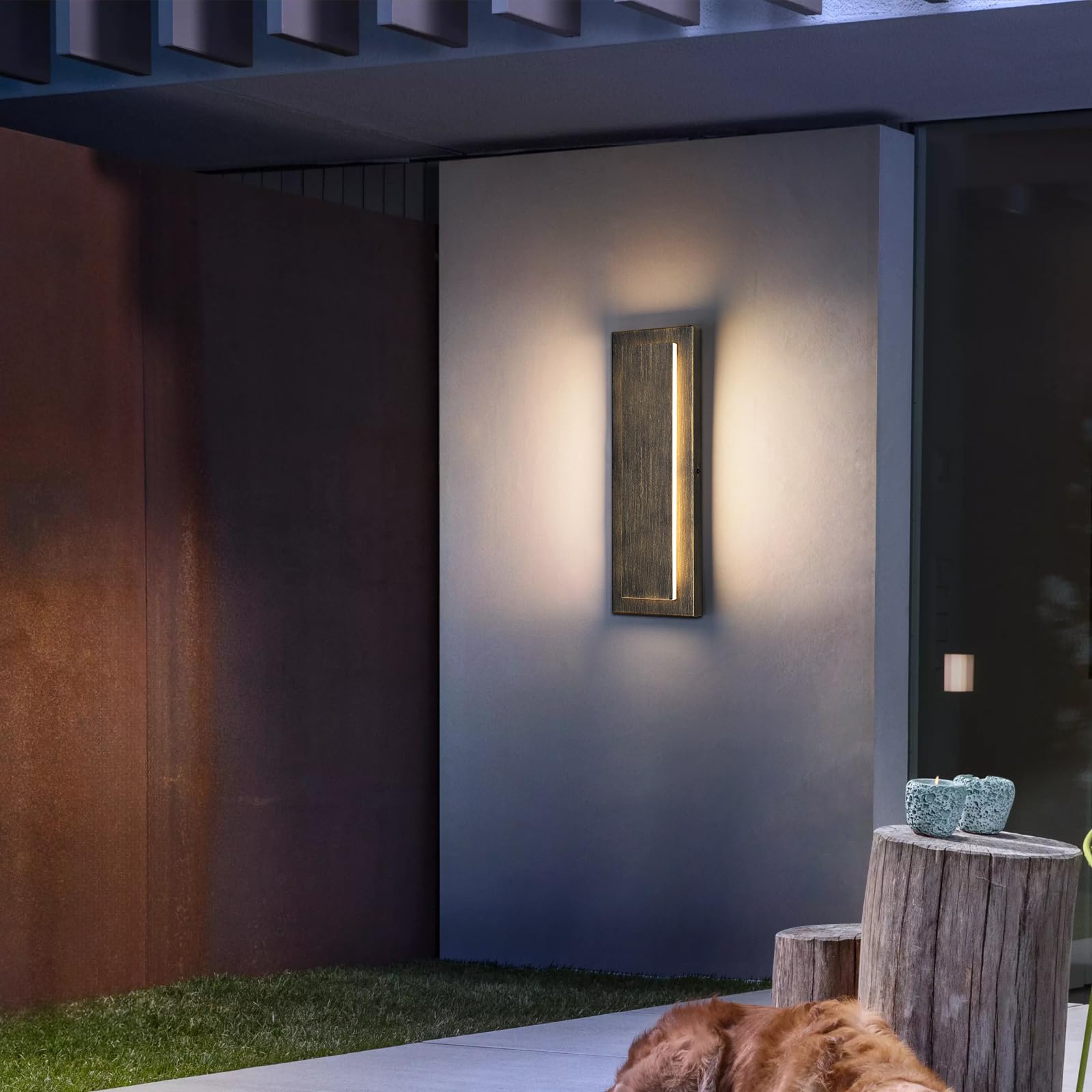 tewei LED Outdoor Wall Lights, Modern Sconce, Metal, 15.7in , Warm White 3000K, Antique Black, 1 Pack, Model c58a5284-a180