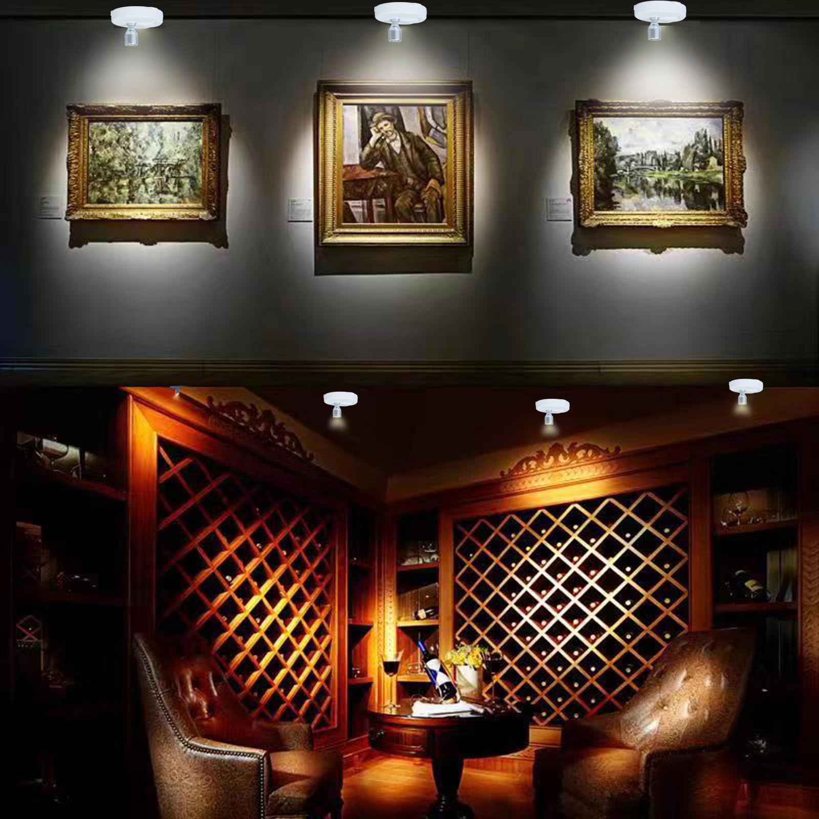 Hamvidne Wireless Led Spotlight, Battery Operated Picture Lights, Uplighting Indoor, Puck Lights With 2 Remote, Dimmable Up Ligh