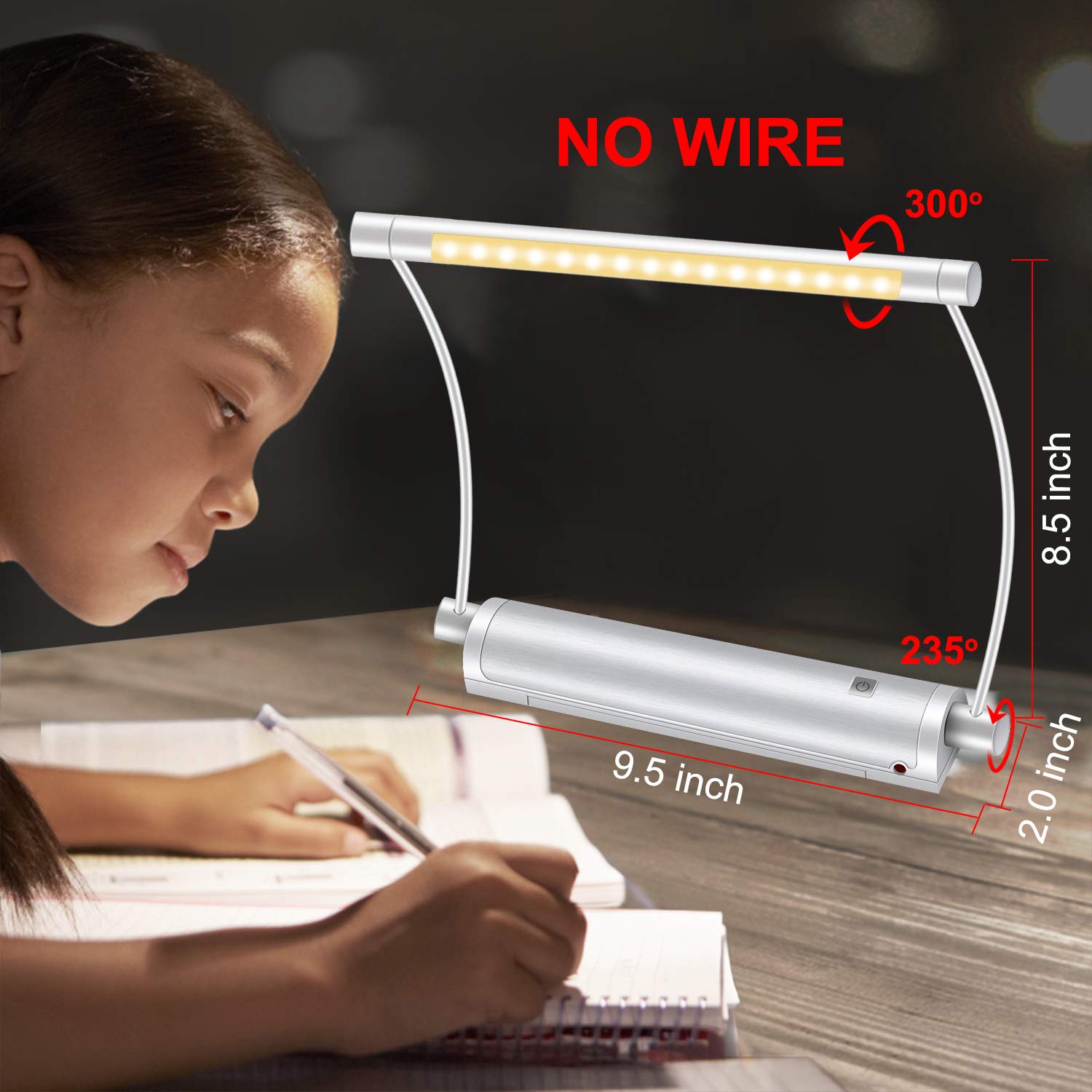LUXSWAY Wireless Picture Light, 9 Inch Rotatable Art Accent Light, Battery Powered, Silver, Model DY606-Silver