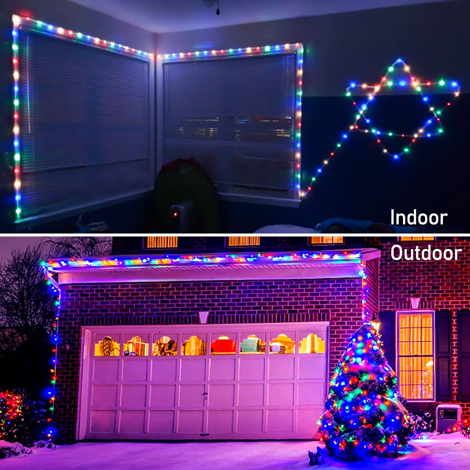JMEXSUSS 2 Pack Rope Lights 100LED Battery Operated Waterproof 33ft Multicolor Model Rope100B