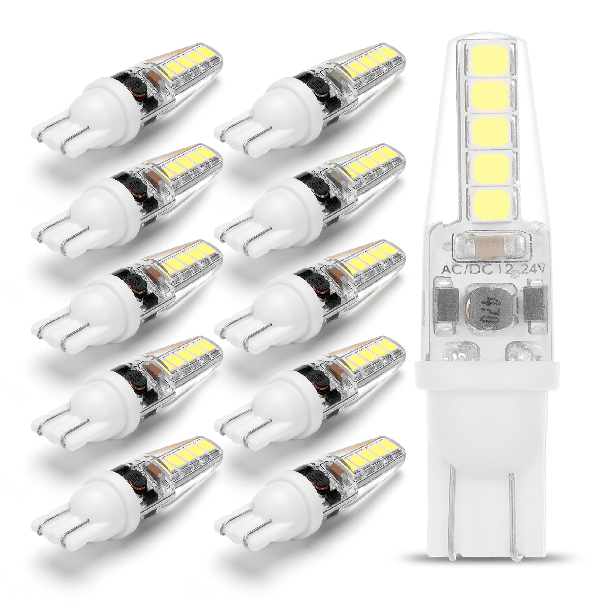 ALIDE T10 T5 921 922 912 194 168 RV LED Bulbs Cool White 10-Packs  Bright 6000K LED Replacement 12 Volt Landscape Camper Trailer Boat Trunk Interior Dome Map License Backup Reverse Lights