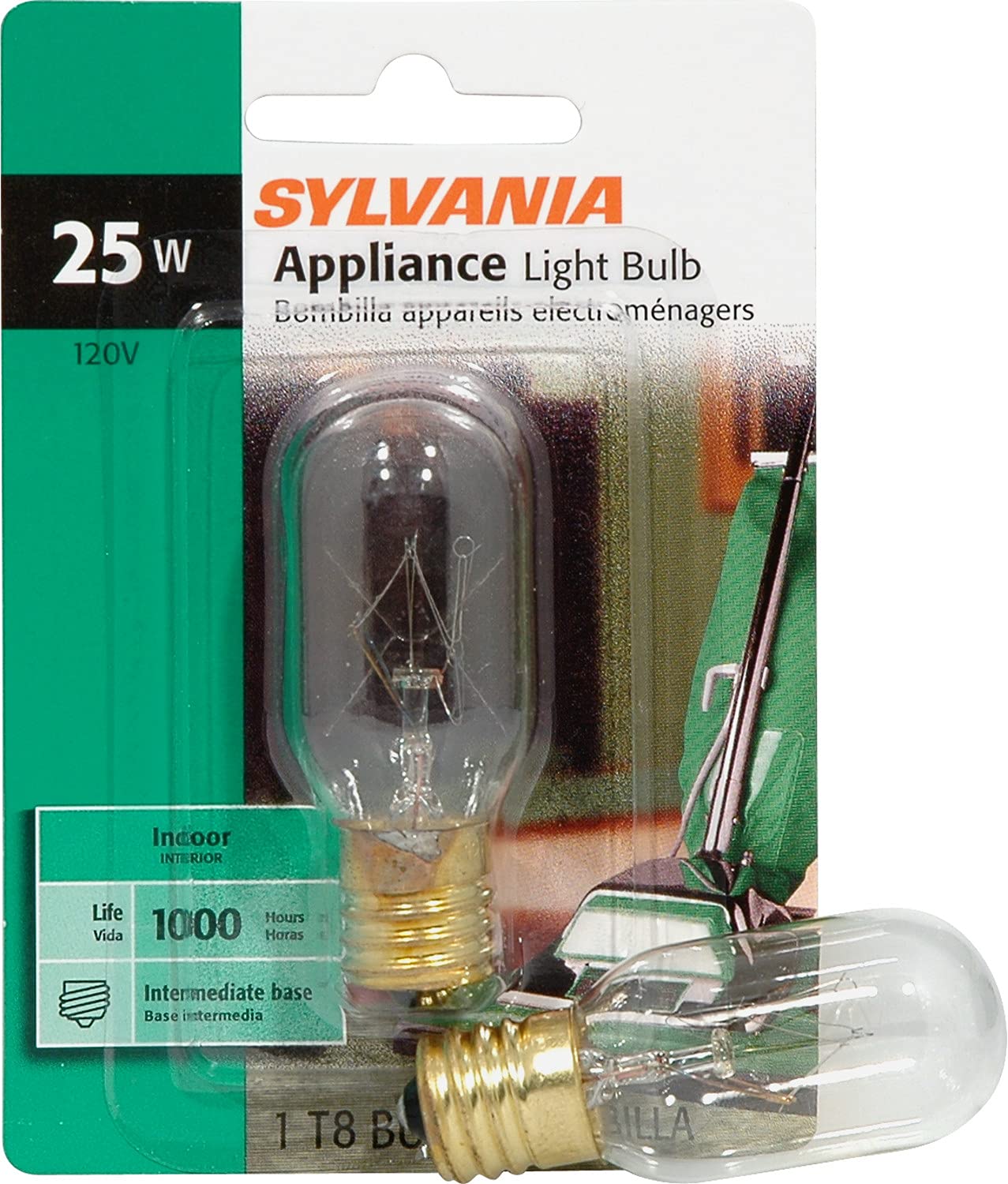 LEDVANCE SYLVANIA 25W T8 Incandescent Bulb, 230 Lumens, Clear Glass, Warm White, Model 18360, 1 Count